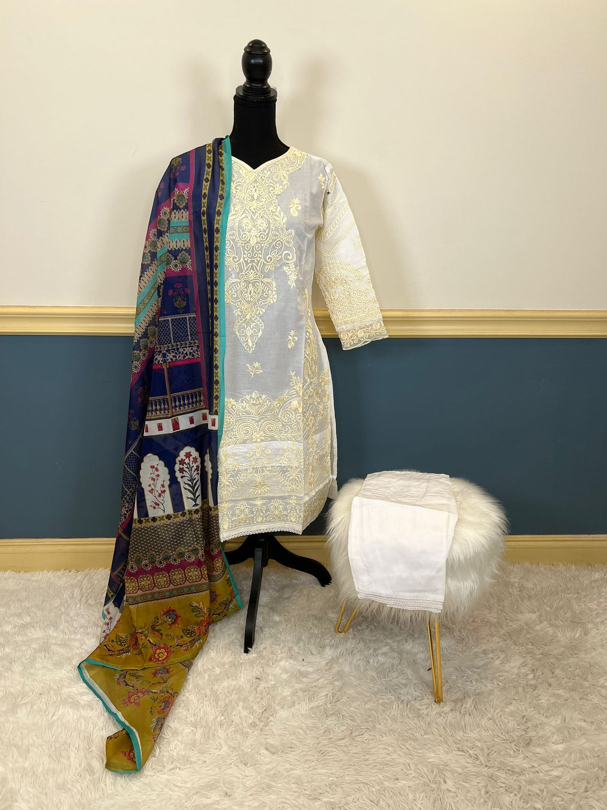 Indian Cotton Stitched Embroidery Suit Ready To Ship