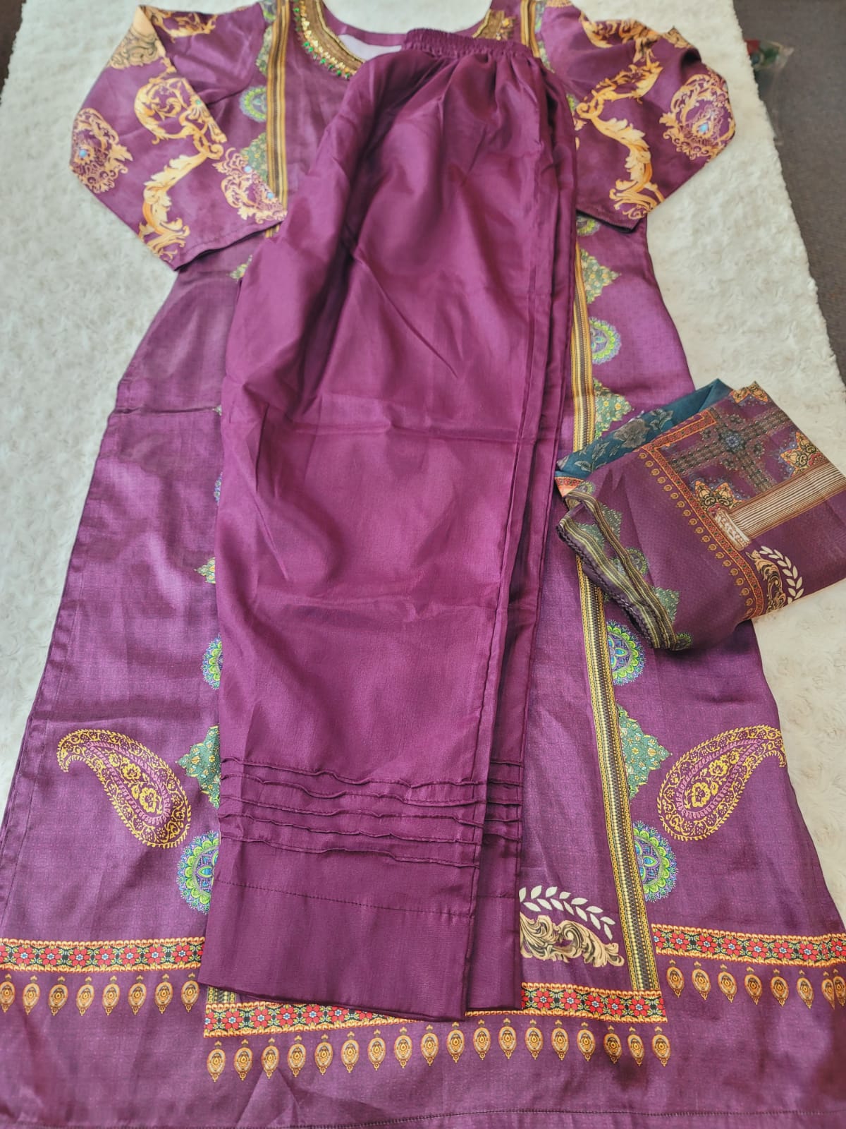 Indian Silk Stitched Embroidery Suit Ready To Ship