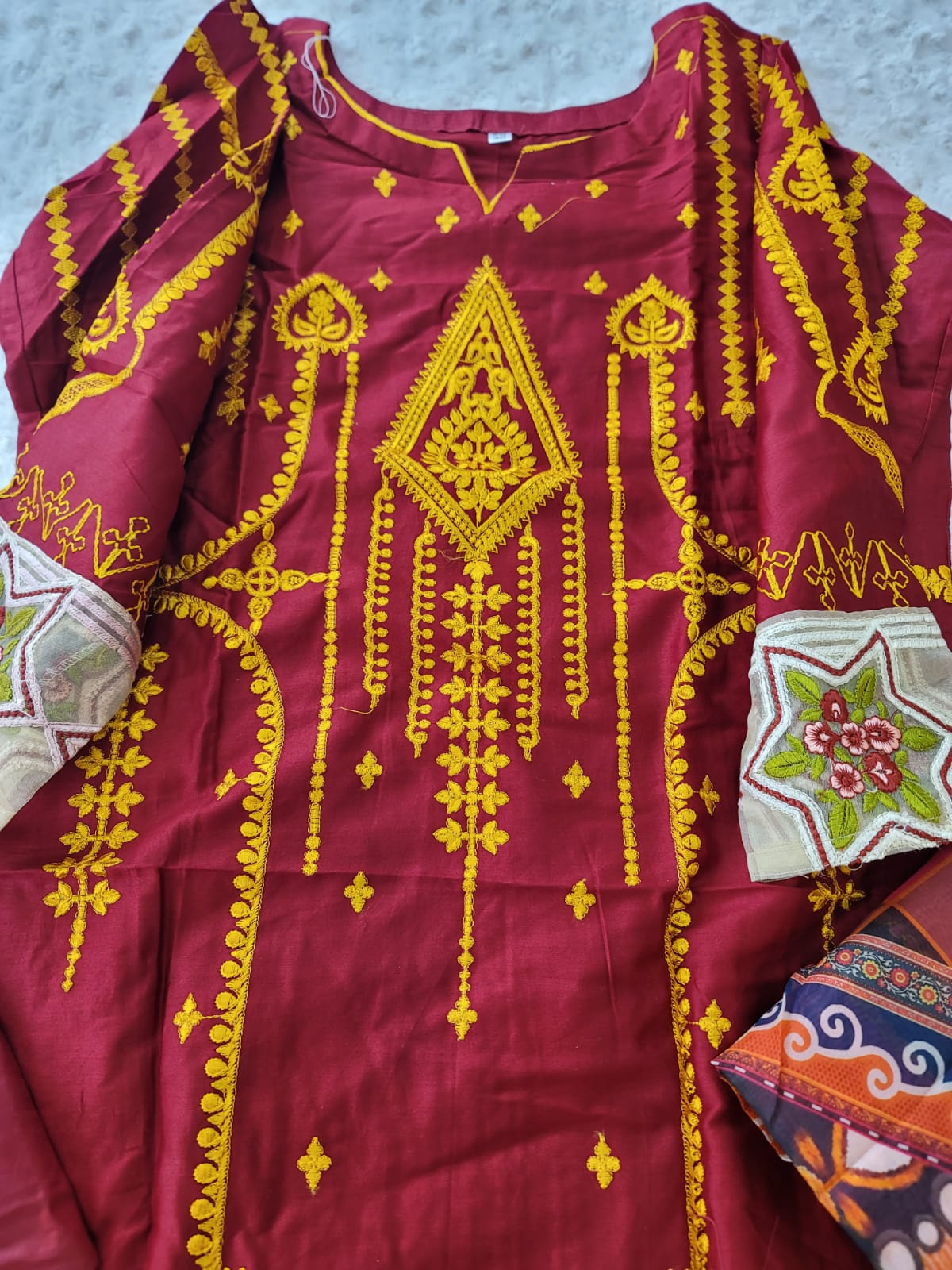 Indian Cotton Stitched Embroidery Suit Ready To Ship