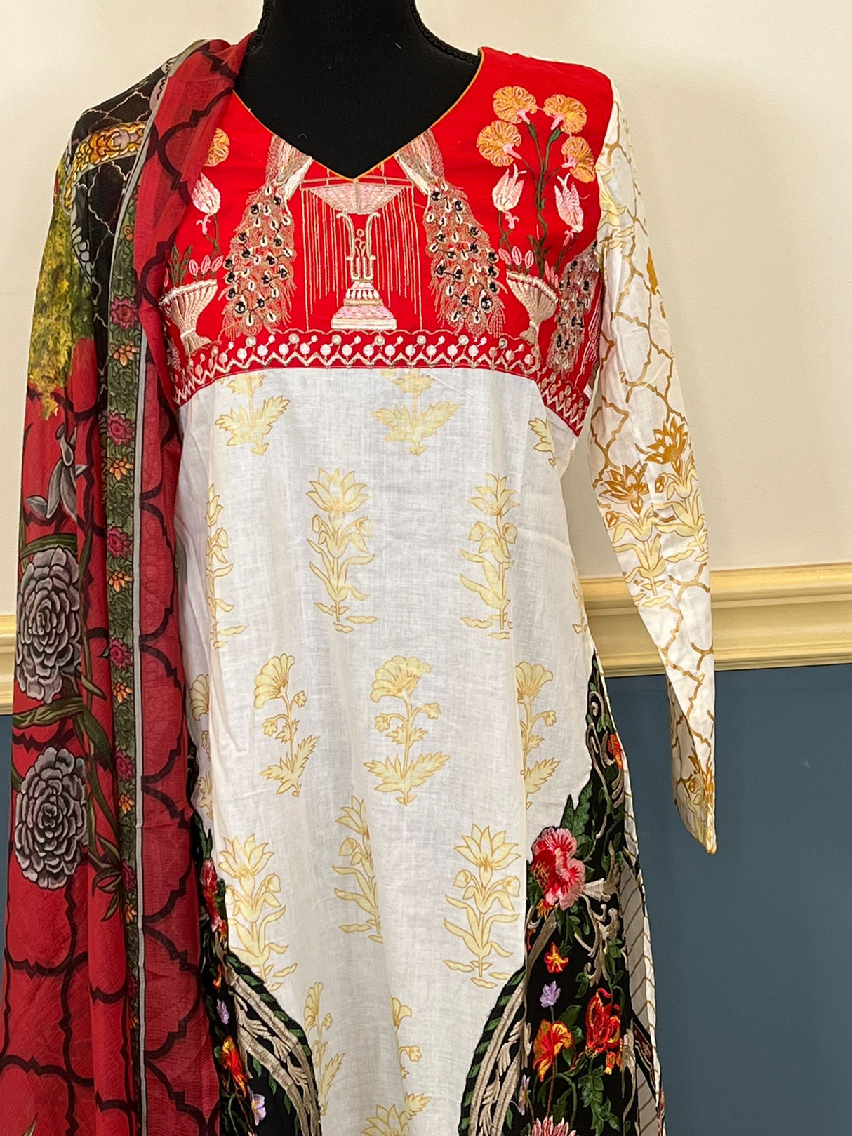 Indian Cotton Stitched Embroidery Suit Ready To Ship