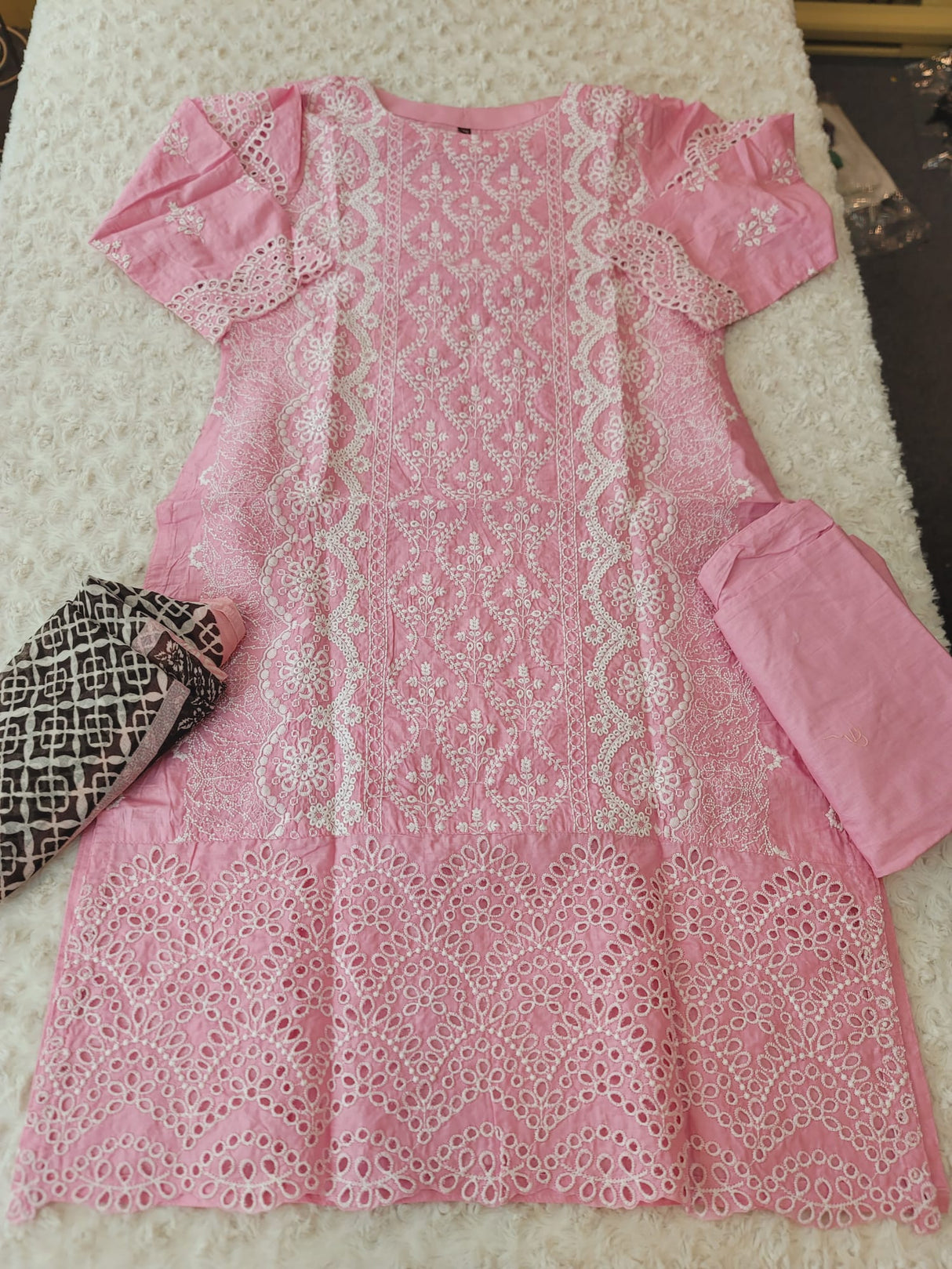 Indian Cotton Stitched Embroidery Suit Ready To Ship