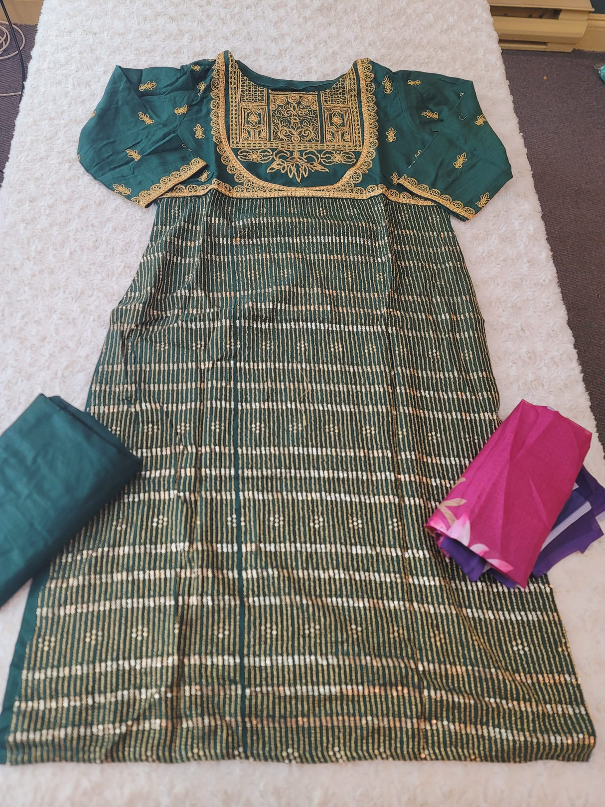 Indian Cotton Stitched Embroidery Suit Ready To Ship
