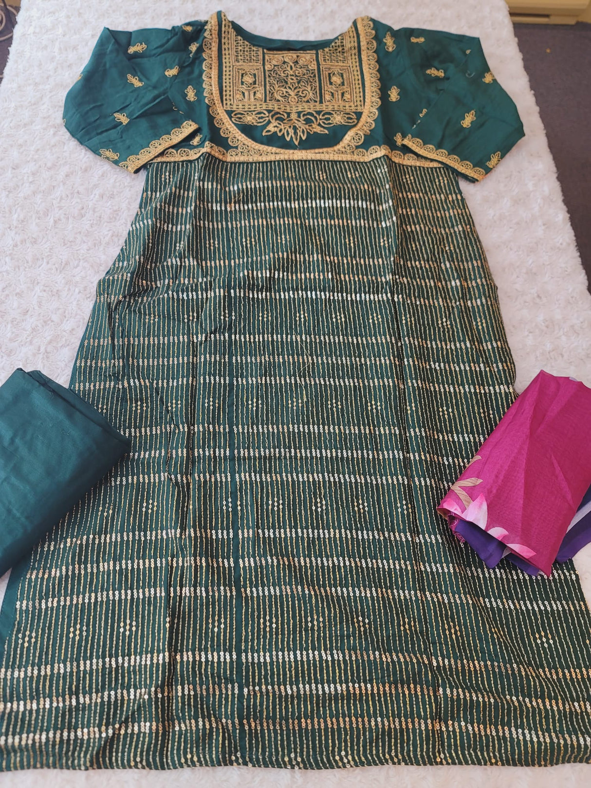 Indian Cotton Stitched Embroidery Suit Ready To Ship