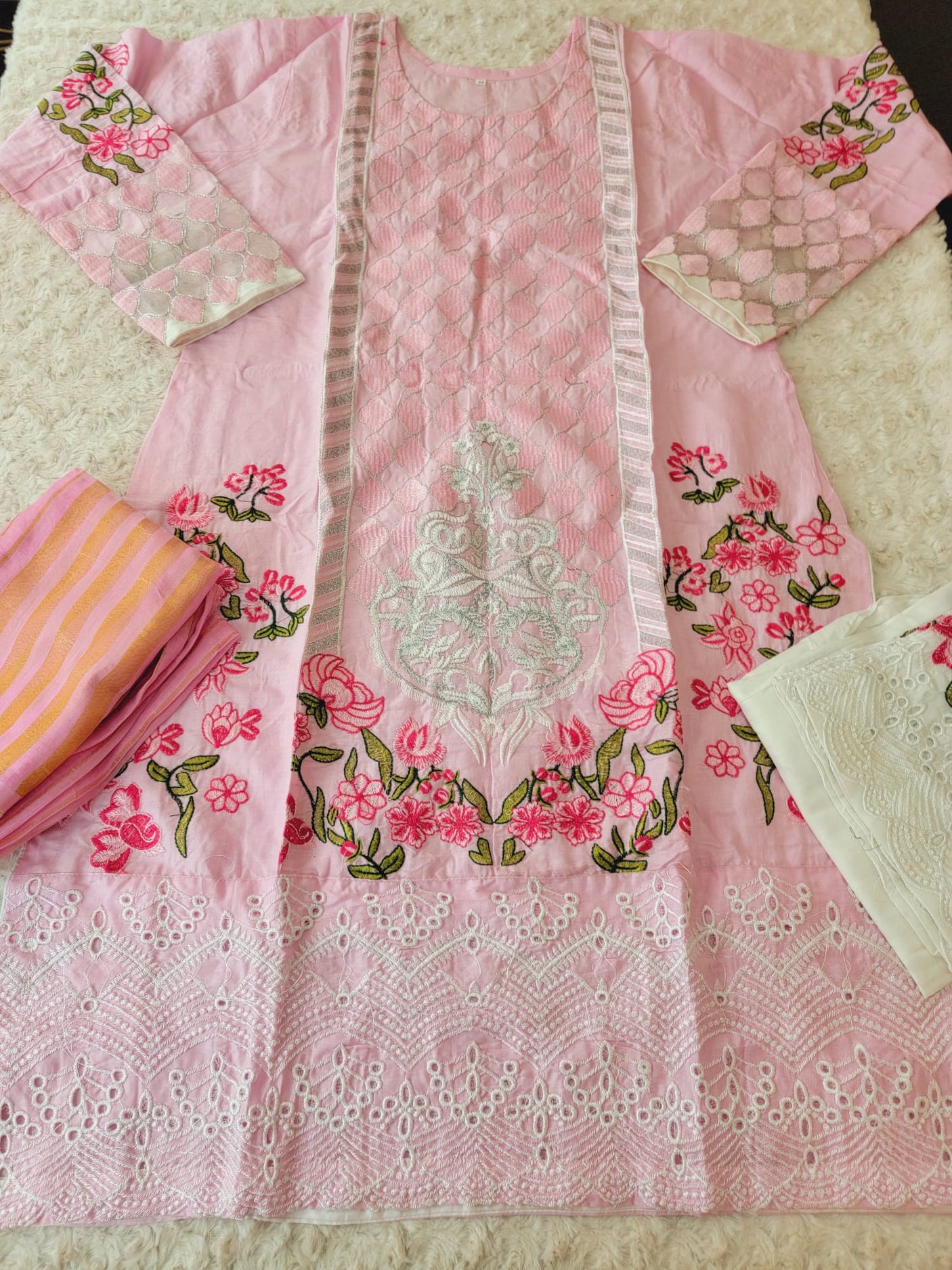 Pakistani Stitched Embroidery luxury lawn Dresses Ready To Ship