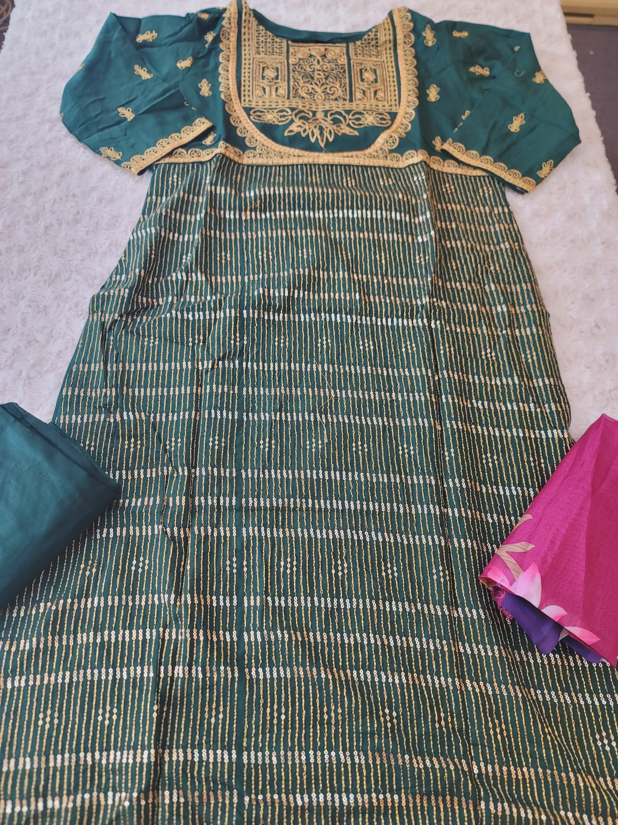 Indian Cotton Stitched Embroidery Suit Ready To Ship