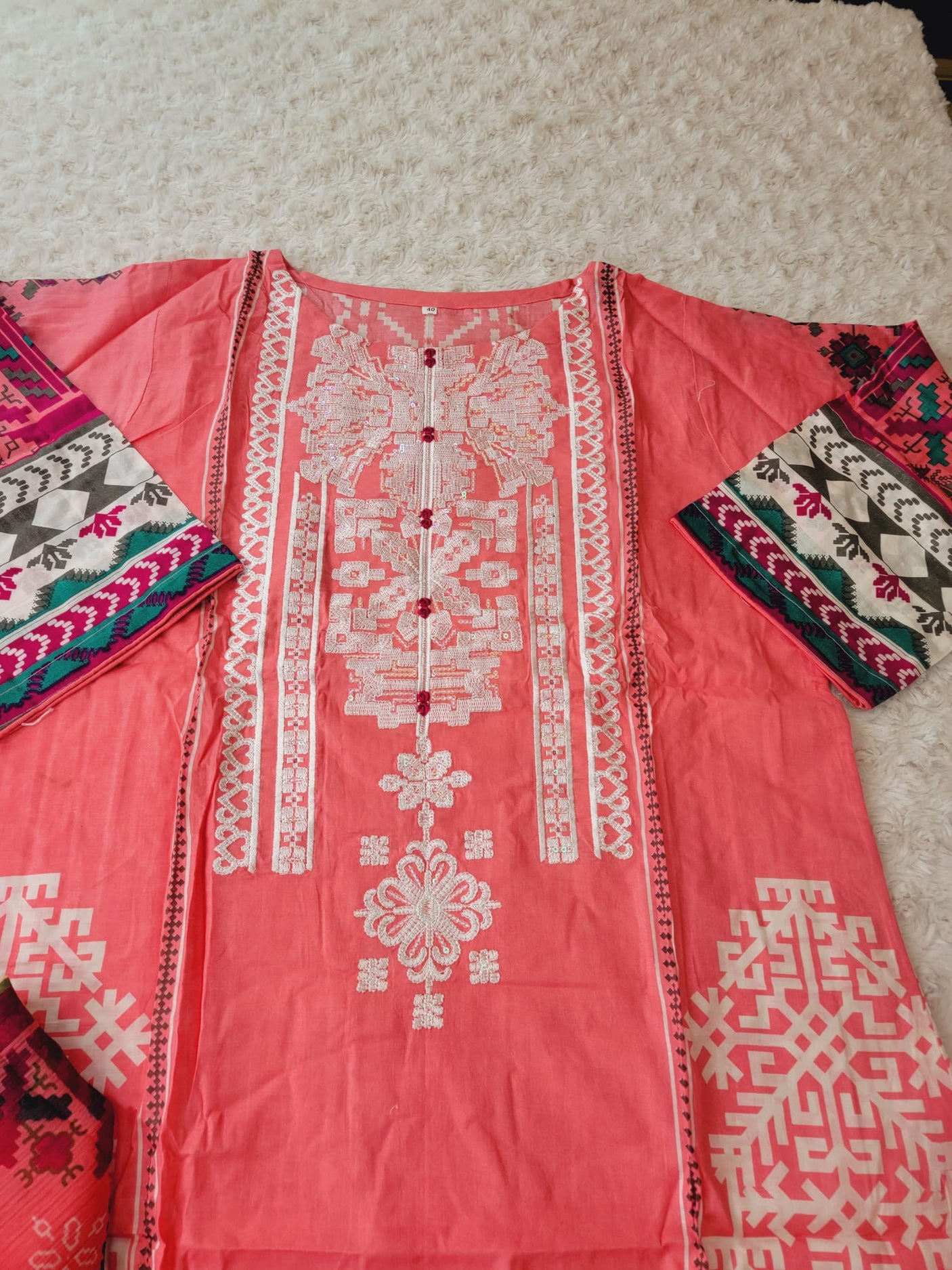 Pakistani Stitched lawn Embroidered Salwar kameez ready to ship