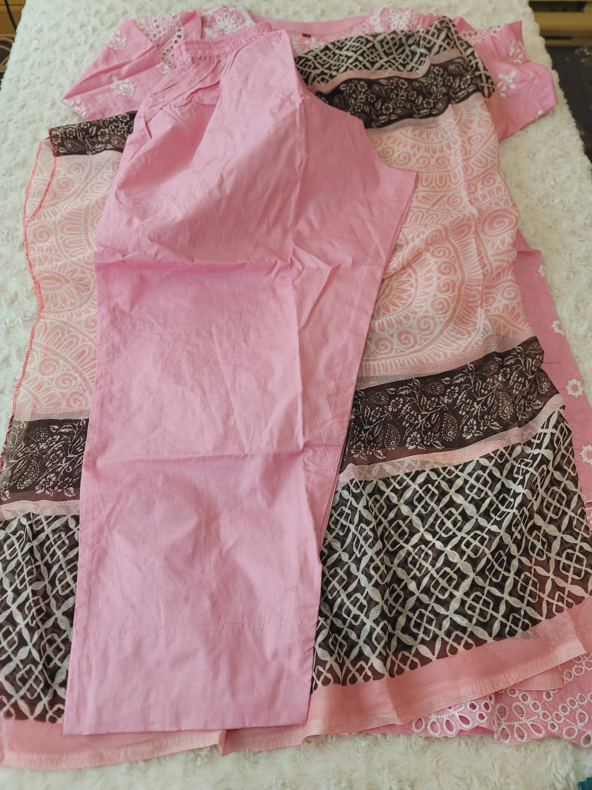 Indian Cotton Stitched Embroidery Suit Ready To Ship