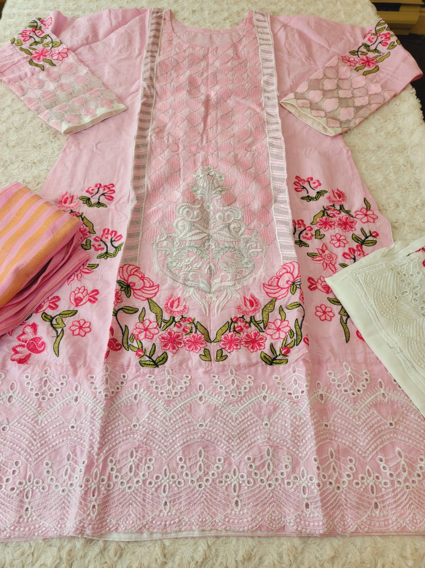 Pakistani Stitched Embroidery luxury lawn Dresses Ready To Ship