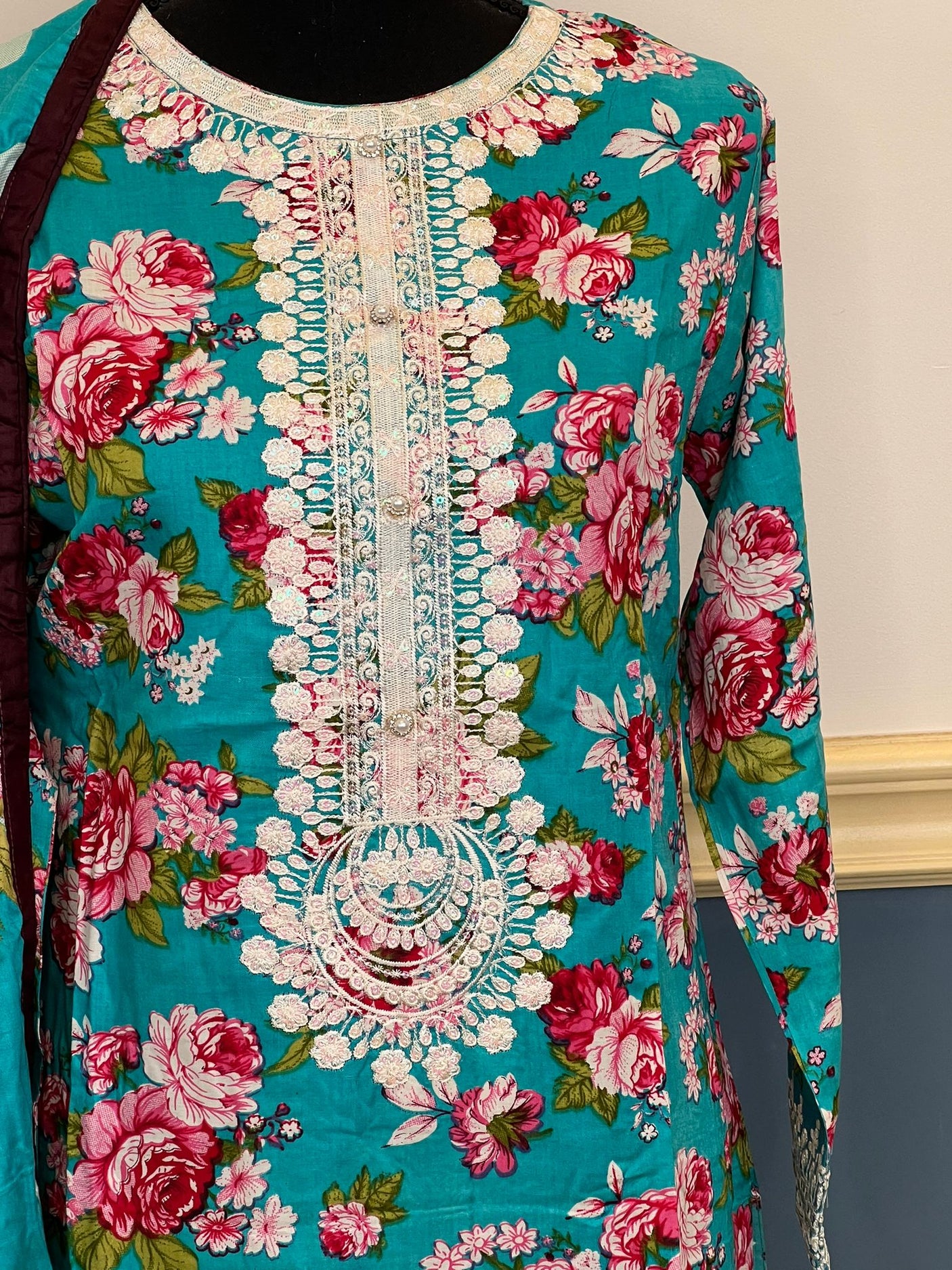 Pakistani linen Embroidered Salwar kameez Ready To Ship