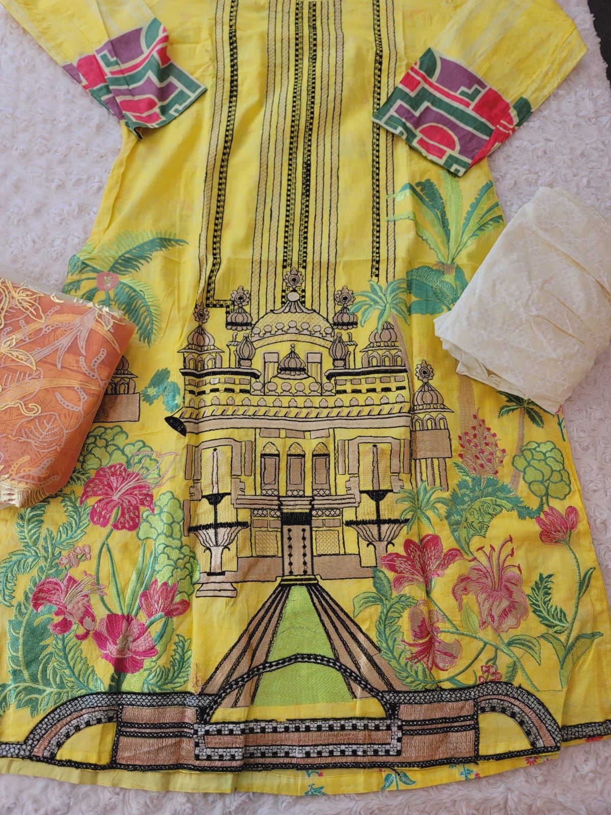 Indian Cotton Stitched Embroidery Suit Ready To Ship