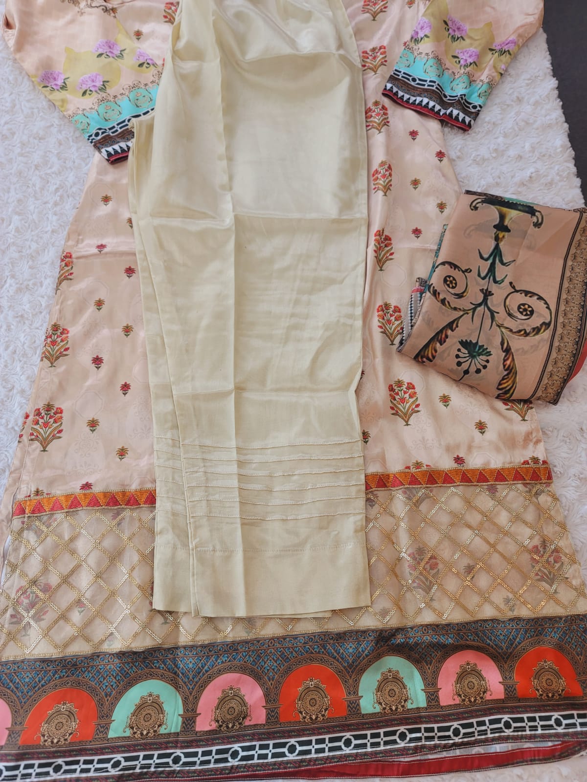 Indian Silk Stitched Embroidery Suit Ready To Ship
