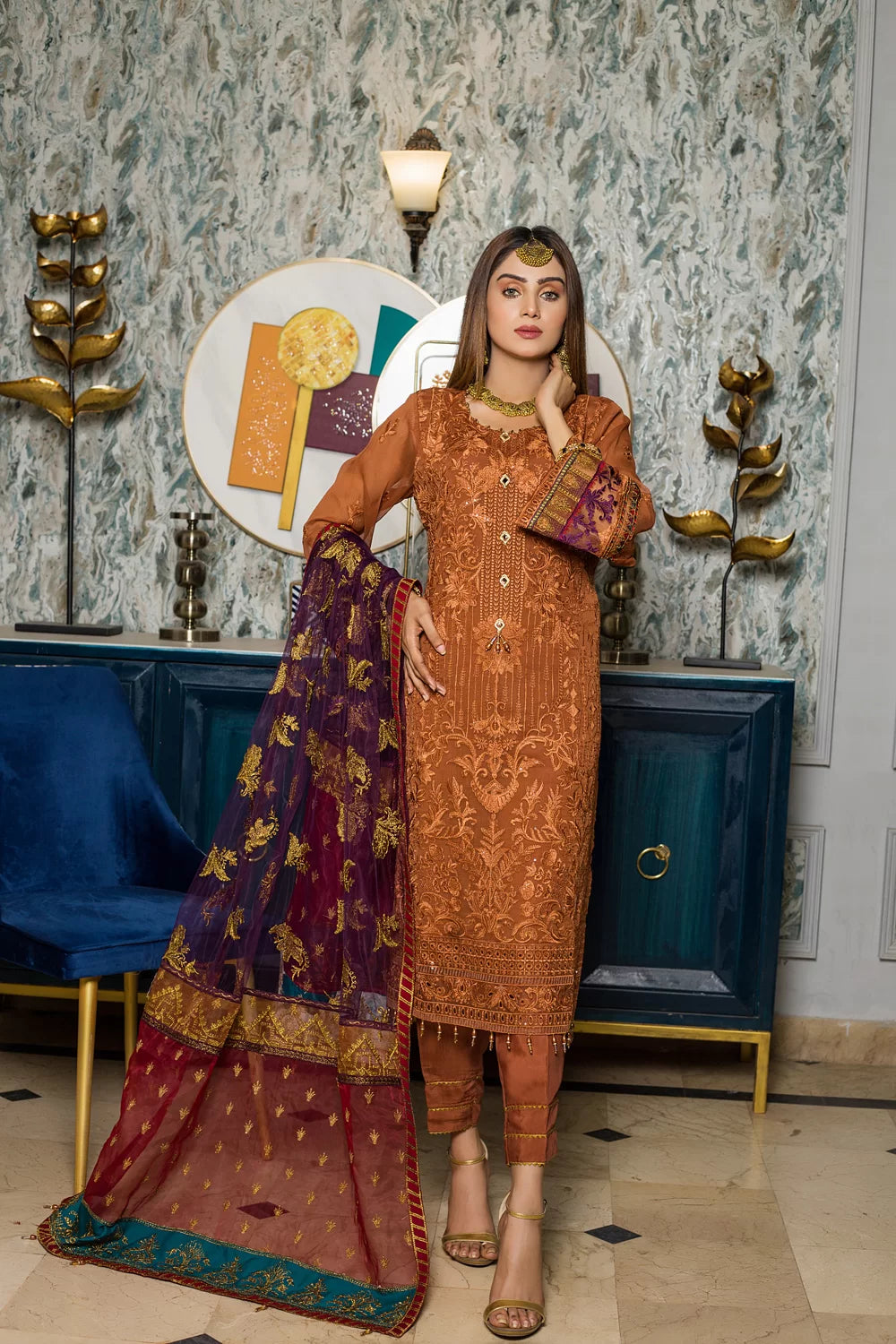 Zainab Fazlani Luxury Embrodered chiffon Collection 100% Original
