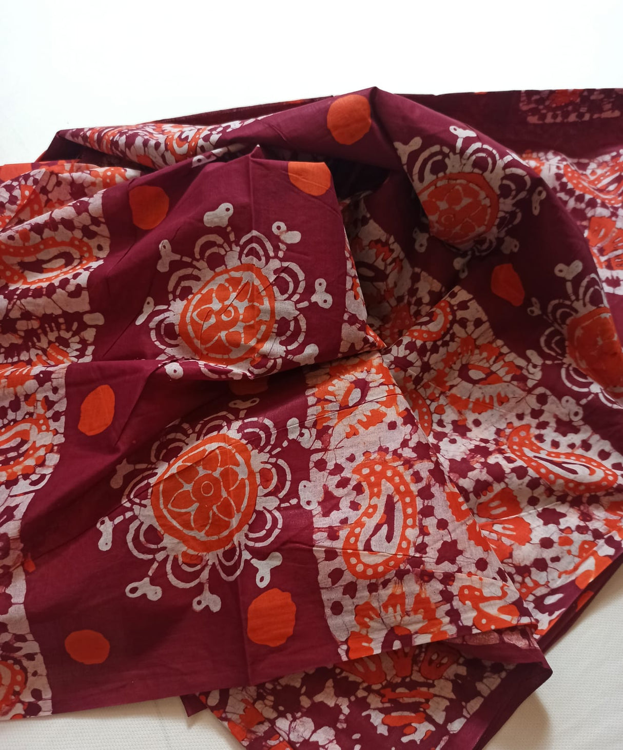 Cotton batik saree with stiched blouse