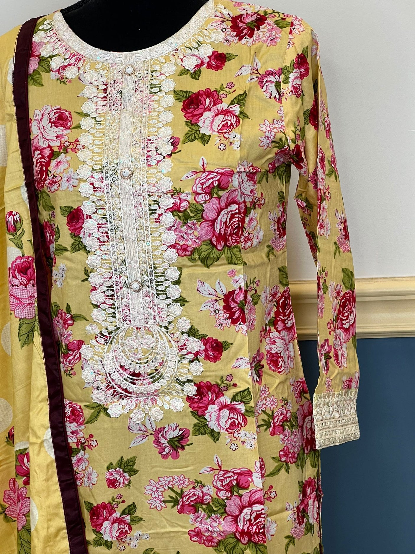 Pakistani linen Embroidered Salwar kameez Ready To Ship