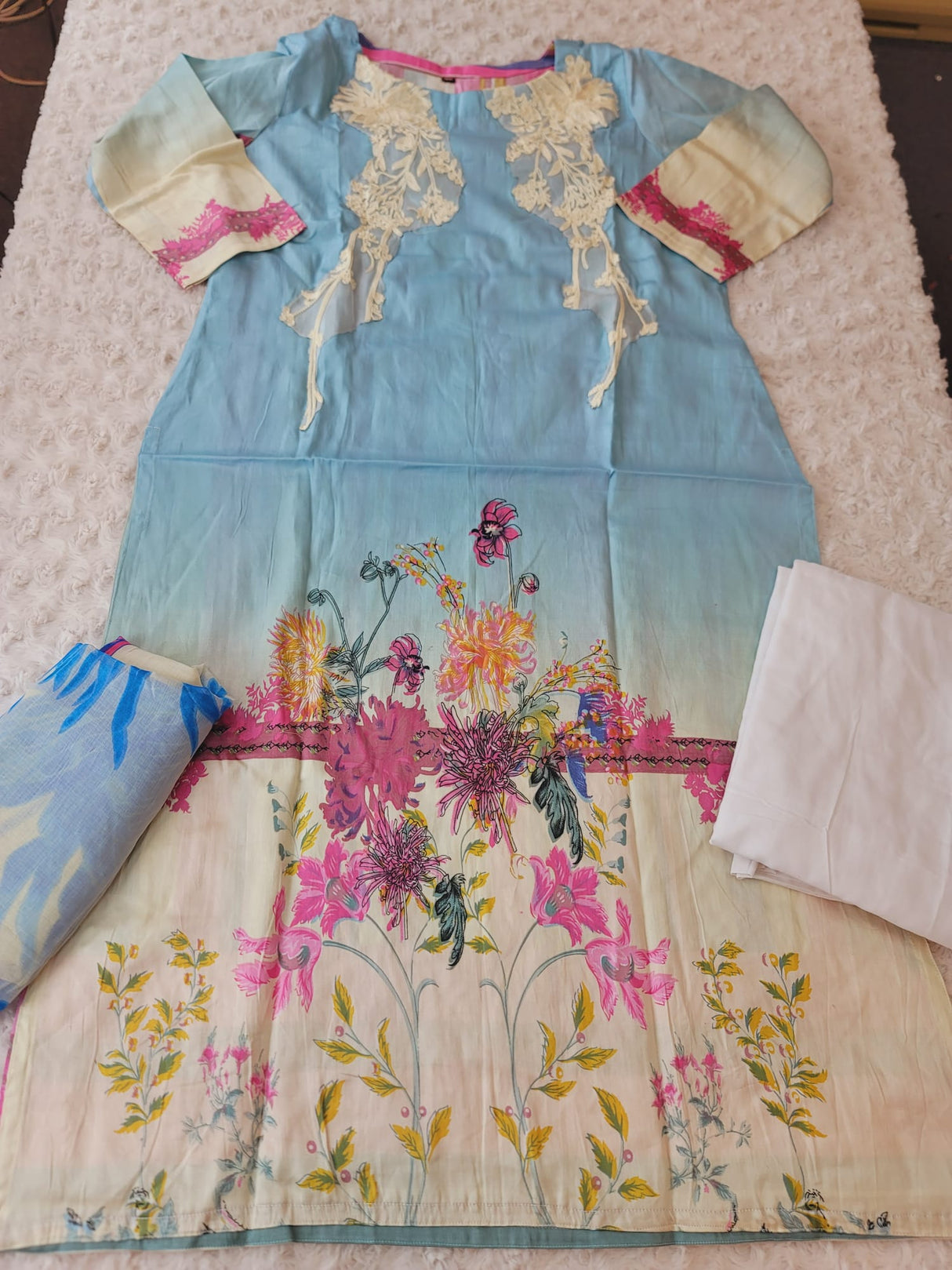 Indian Cotton Stitched Embroidery Suit Ready To Ship