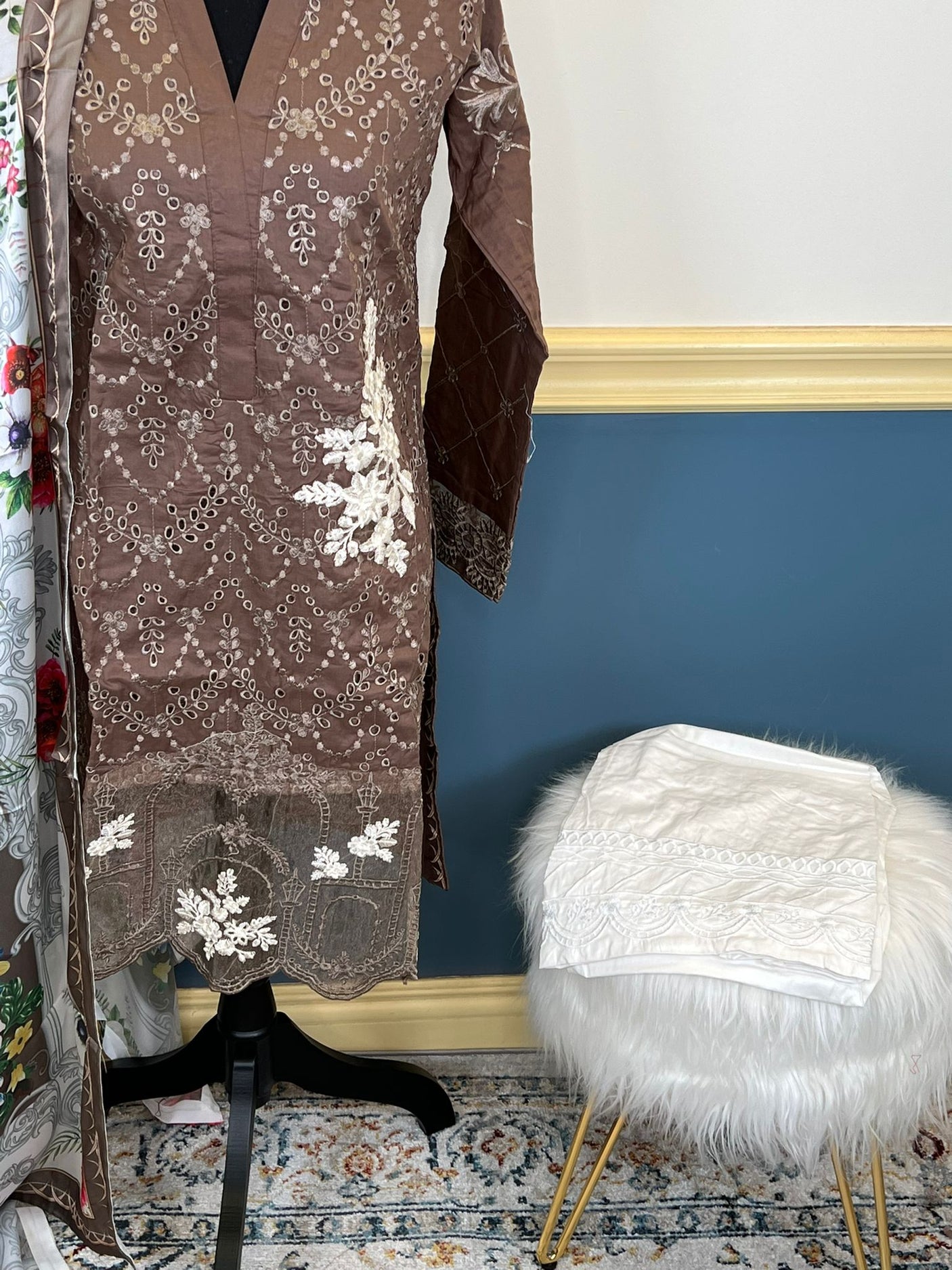 Pakistani Stitched Embroidery luxury lawn Dresses Ready To Ship