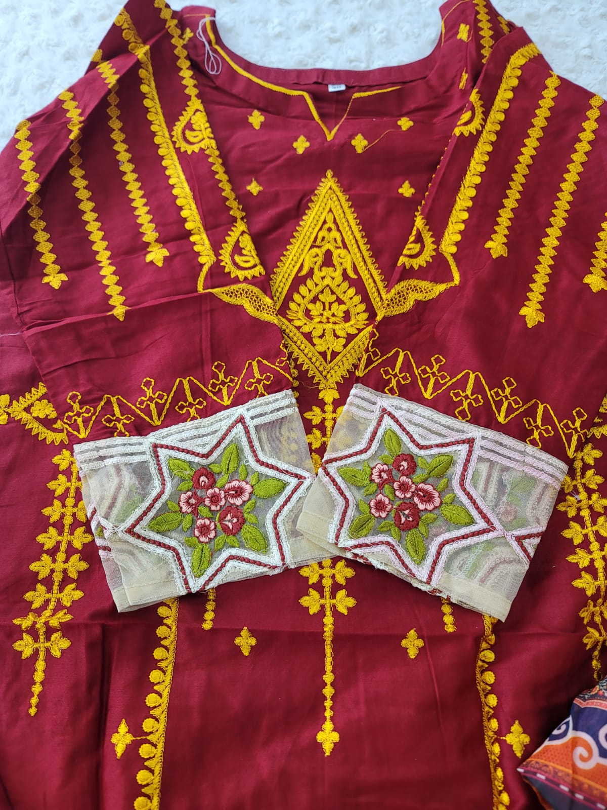 Indian Cotton Stitched Embroidery Suit Ready To Ship