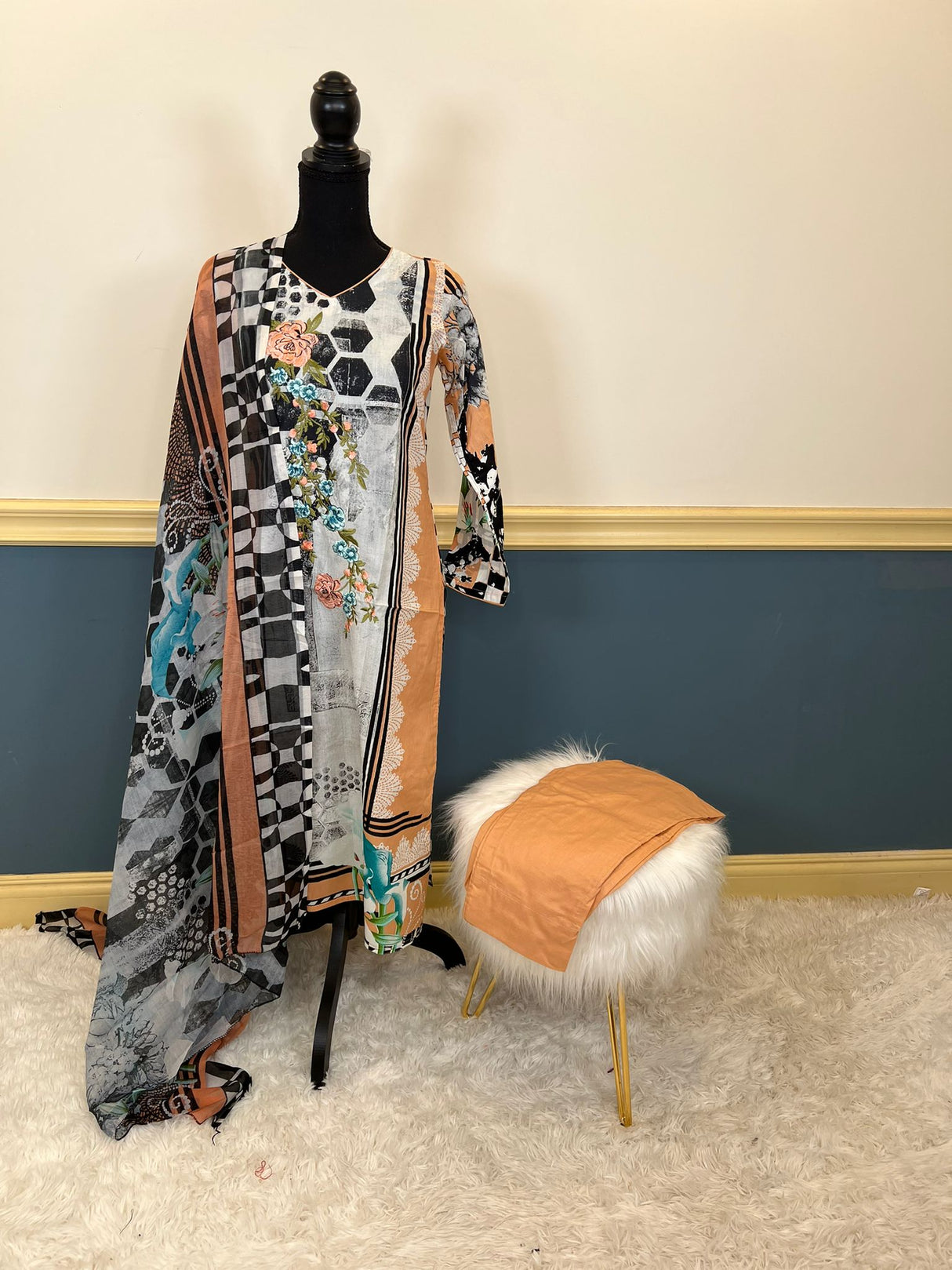 Indian Cotton Stitched Embroidery Suit Ready To Ship