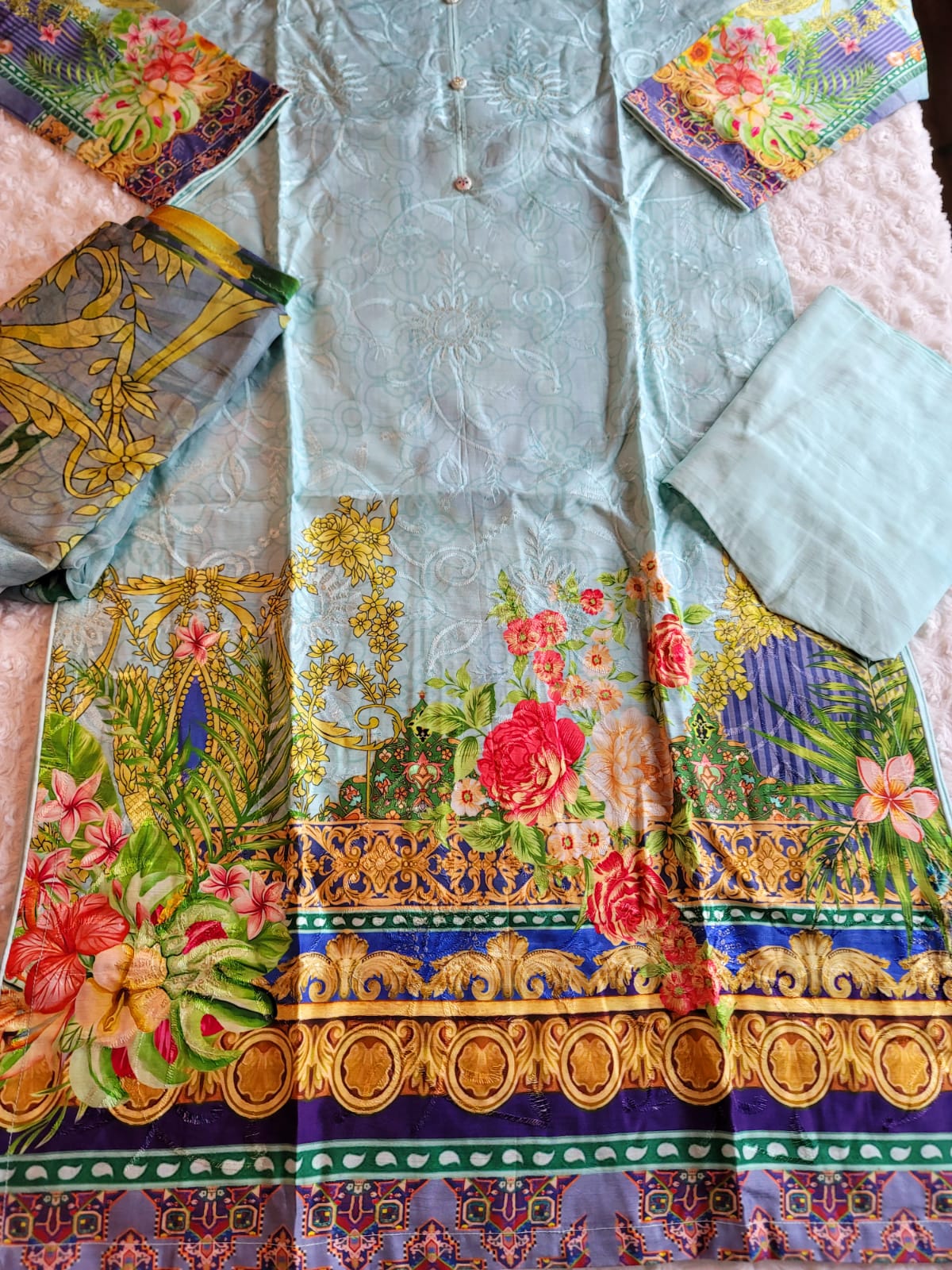Pakistani Viscos Lawn Embroidered Salwar kameez Ready To Ship