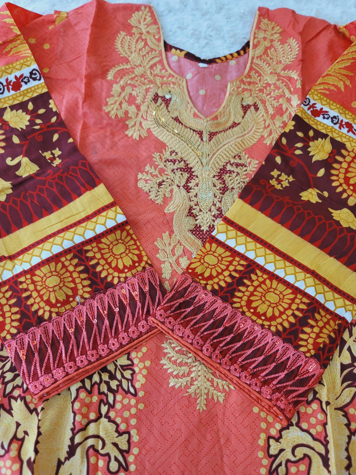 Pakistani stitched lawn Embroidered Salwar kameez ready to ship