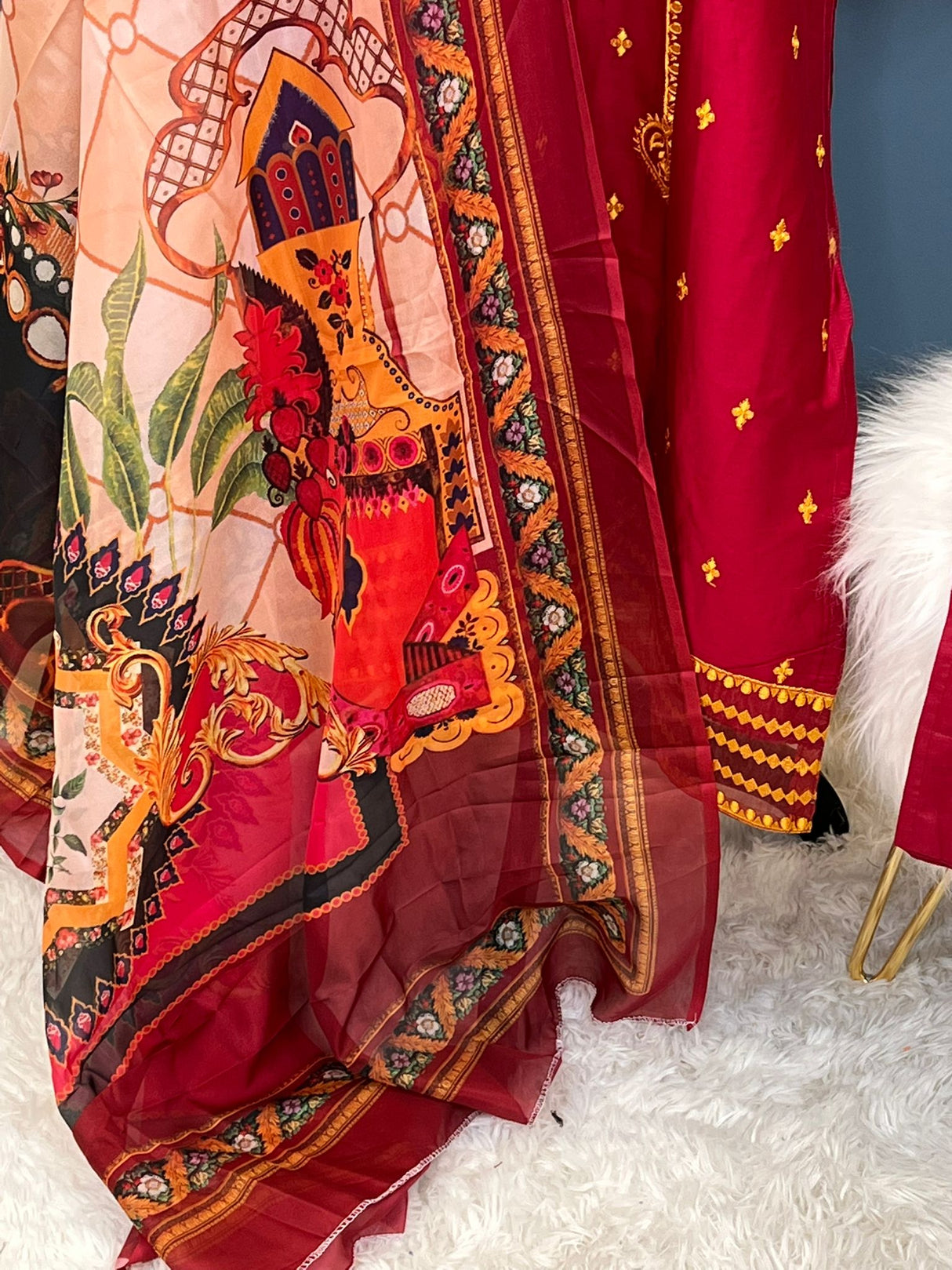 Indian Cotton Stitched Embroidery Suit Ready To Ship