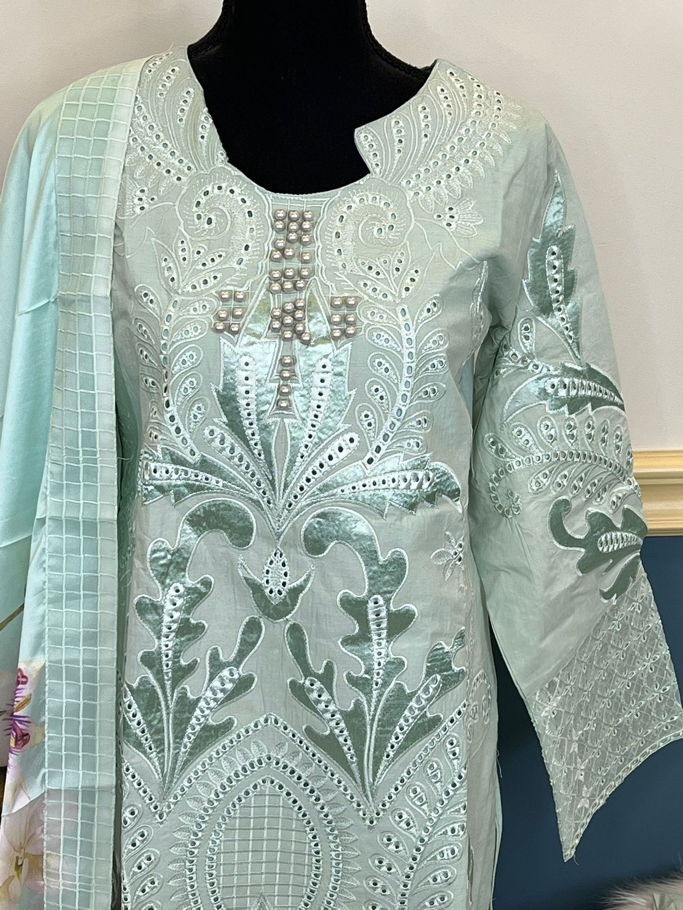 Pakistani Stitched Luxury Embroidered lawn Salwar kameez ready to ship