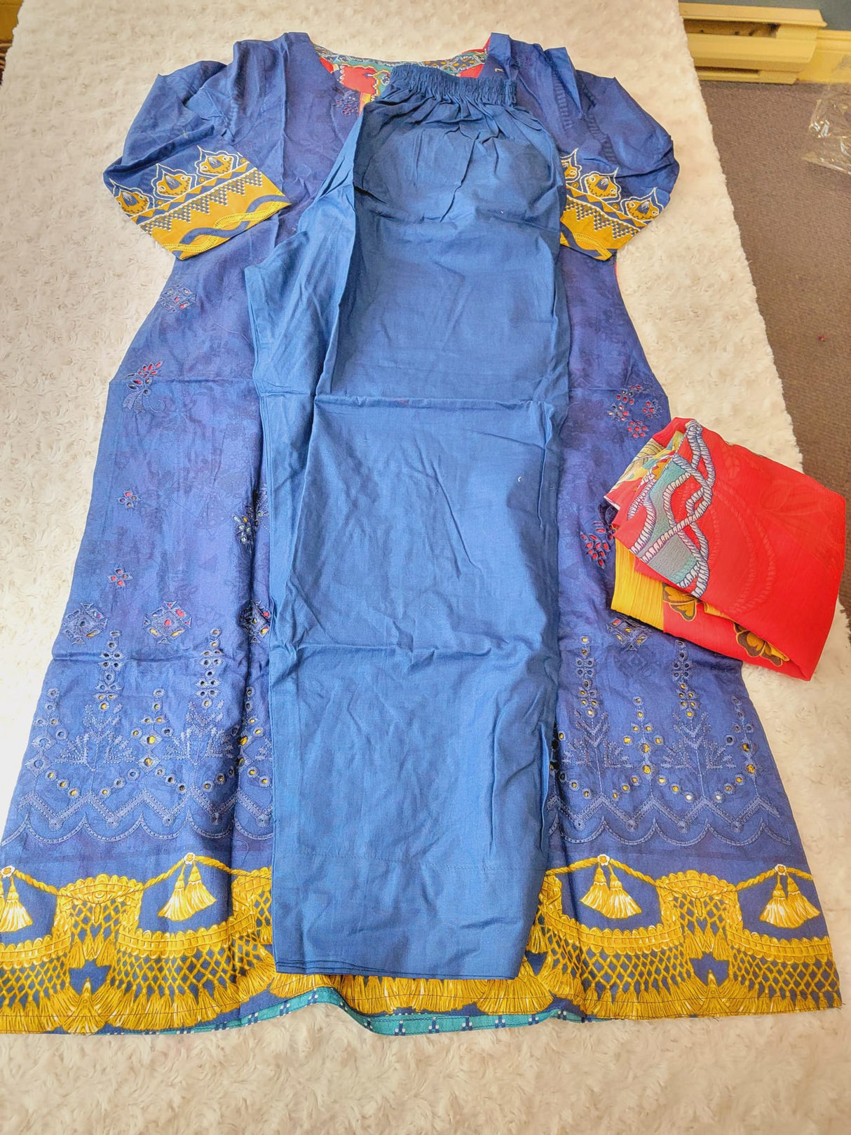 Indian Cotton Stitched Embroidery Suit Ready To Ship