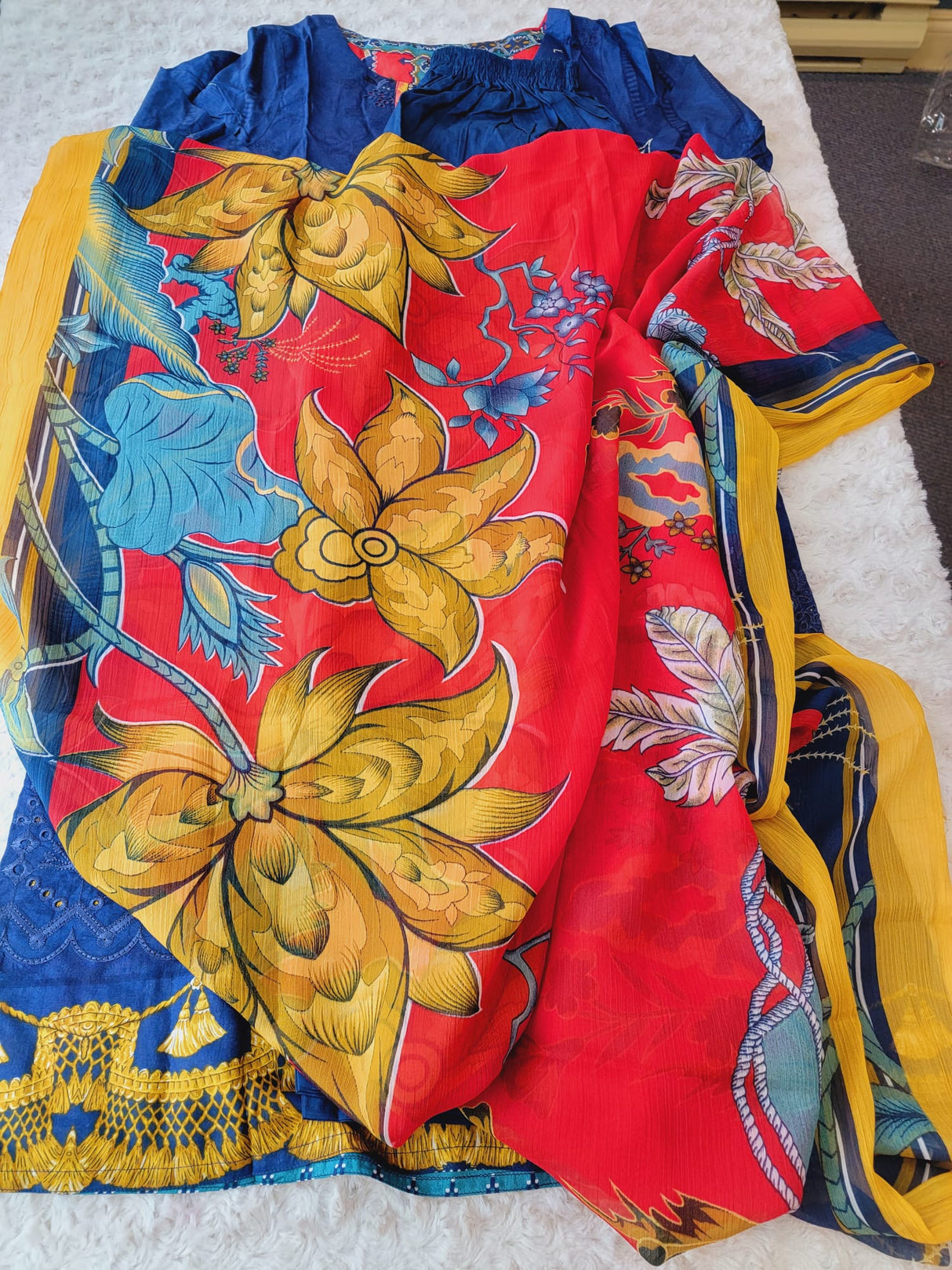 Indian Cotton Stitched Embroidery Suit Ready To Ship