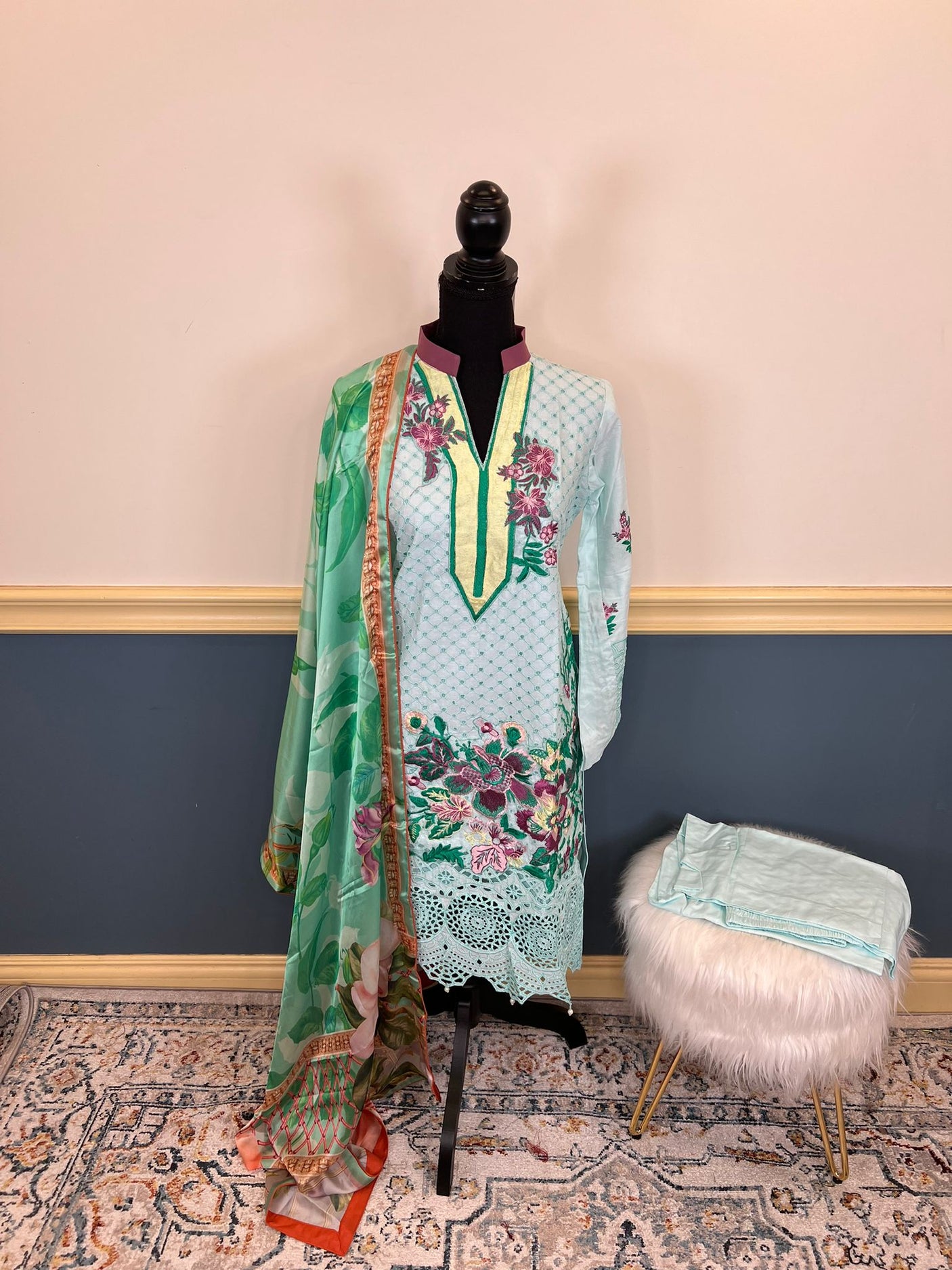 Pakistani Stitched Embroidery Lawn Suit Ready To Ship