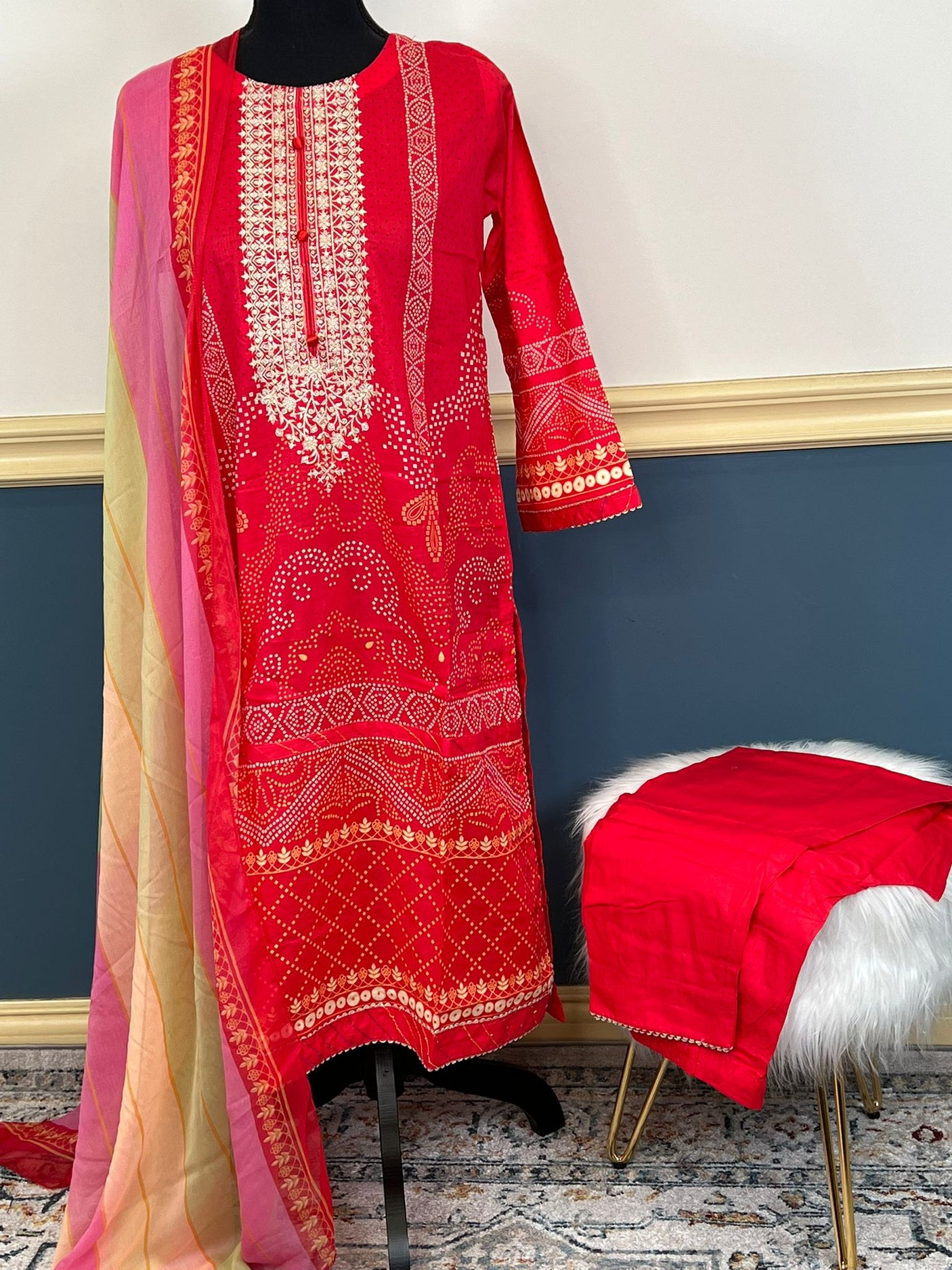 Pakistani Stitched lawn Embroidered Salwar kameez ready to ship