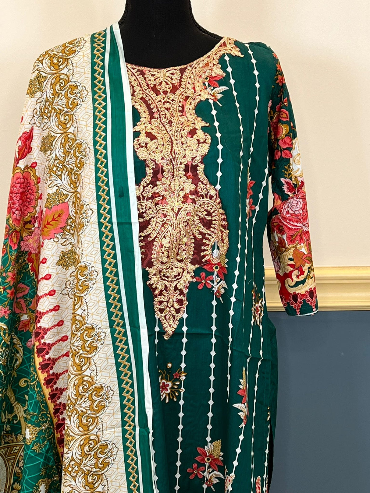 Indian Cotton Stitched Embroidery Suit Ready To Ship