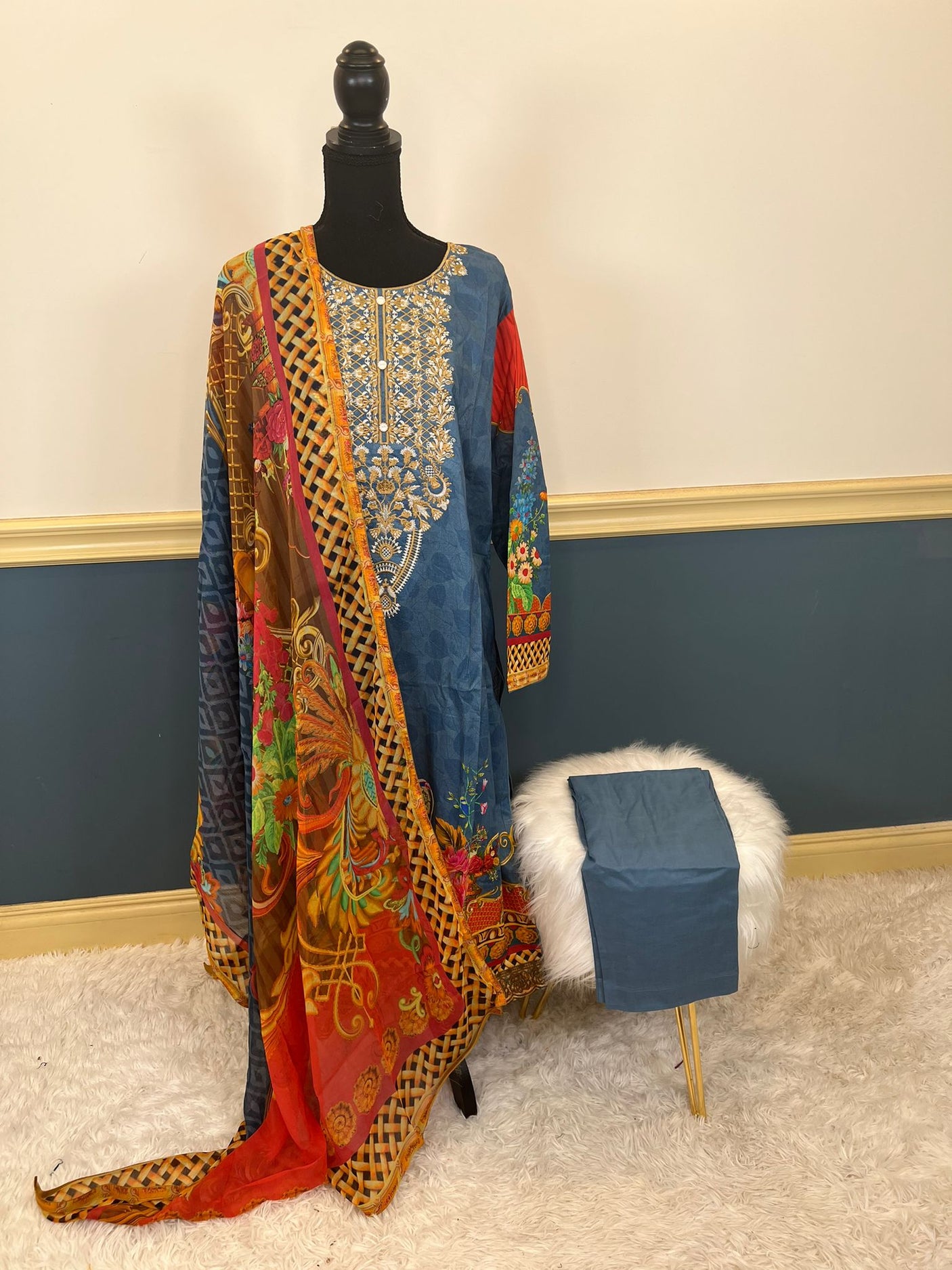 Pakistani Stitched Embroidery luxury lawn Dresses Ready To Ship