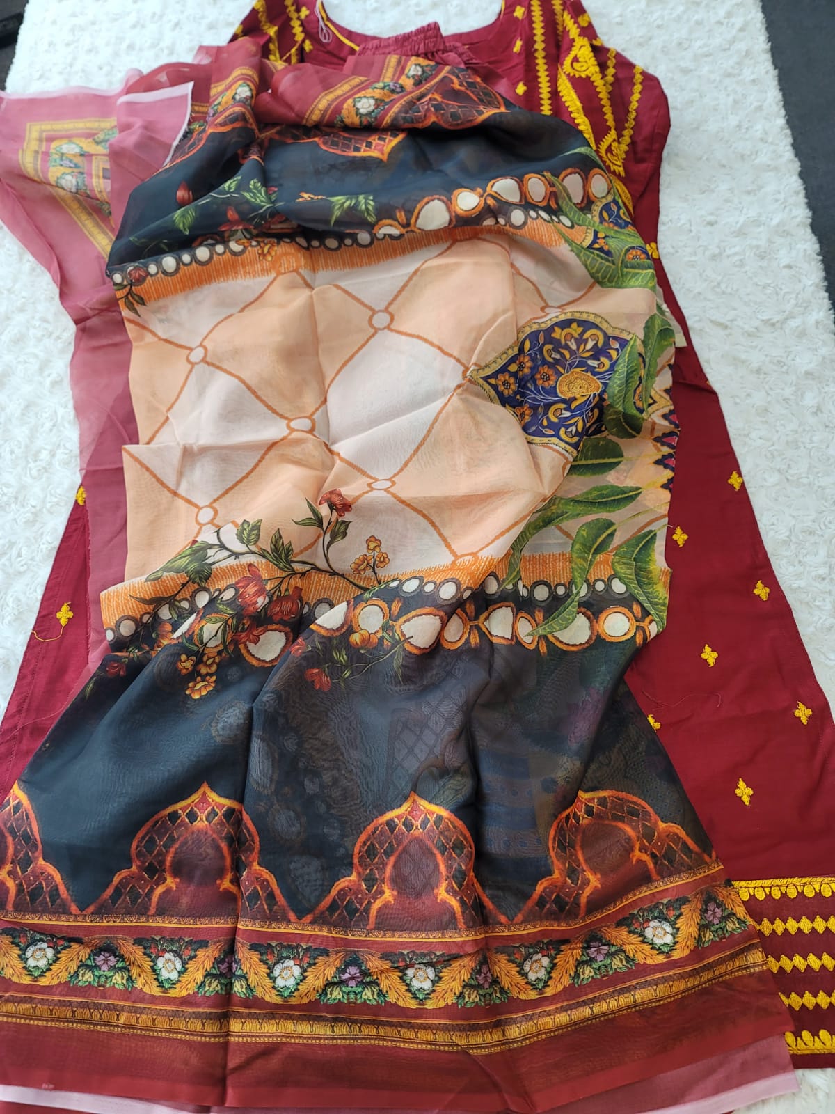 Indian Cotton Stitched Embroidery Suit Ready To Ship