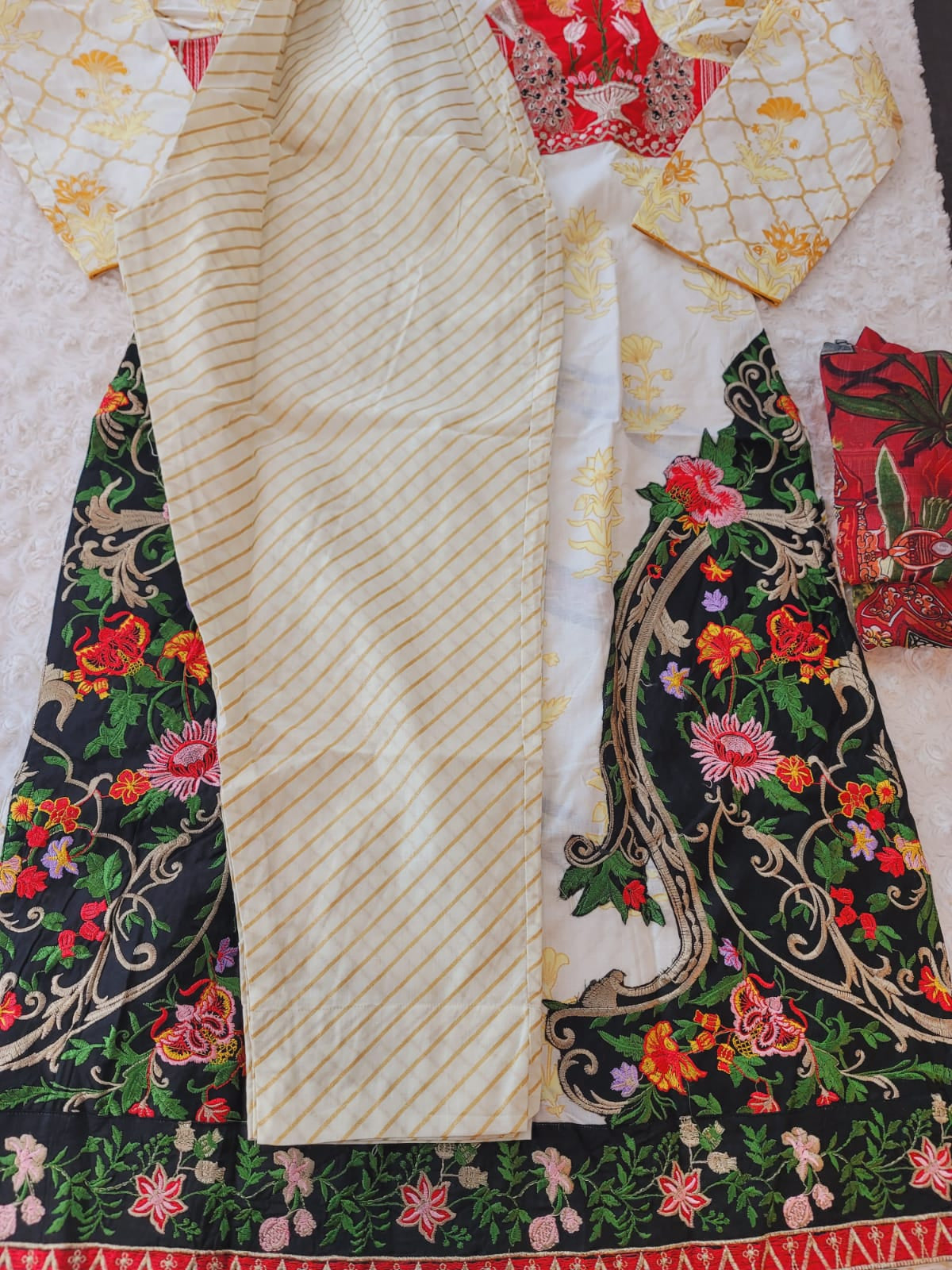 Indian Cotton Stitched Embroidery Suit Ready To Ship