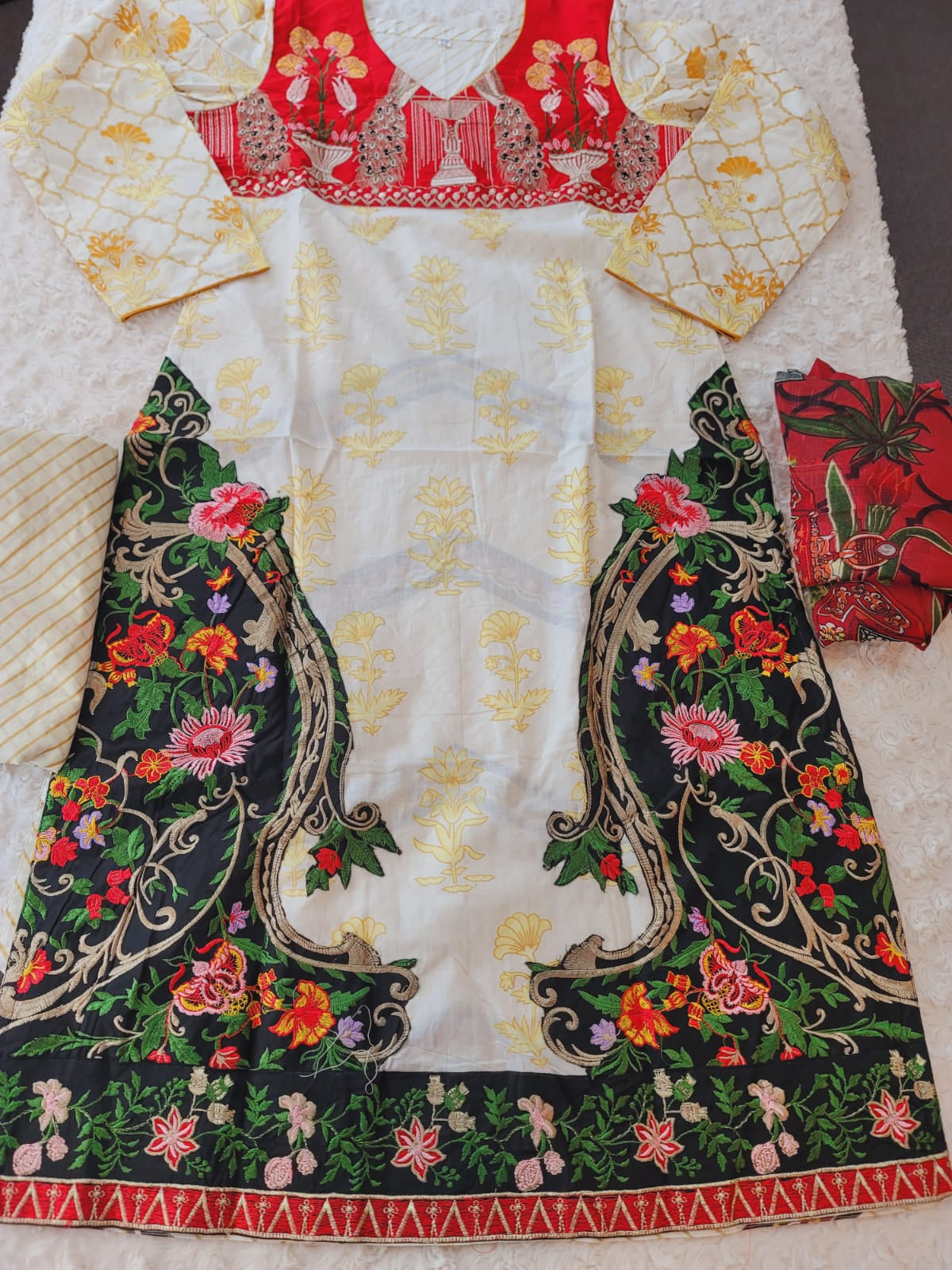 Indian Cotton Stitched Embroidery Suit Ready To Ship