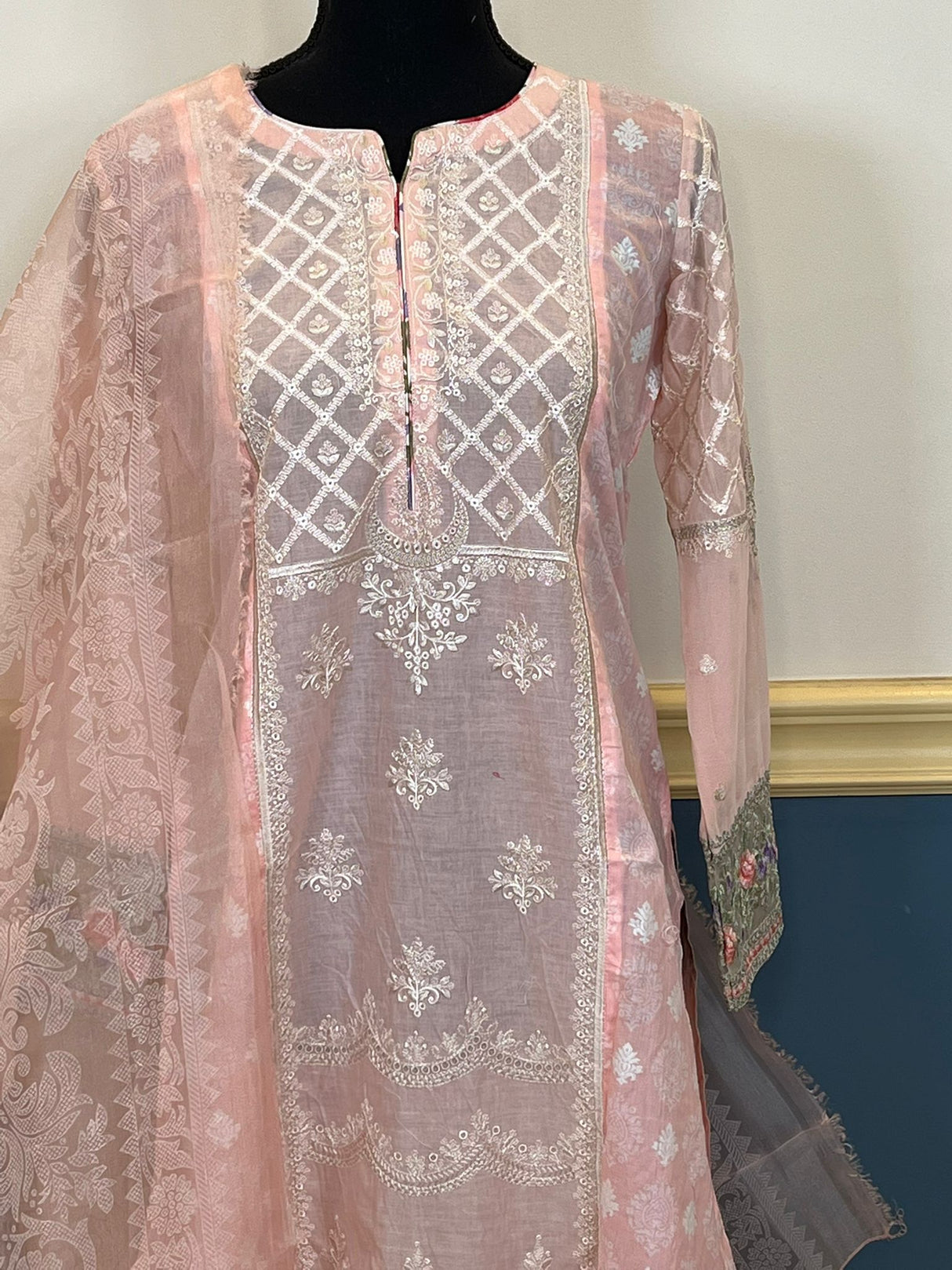 Indian Cotton Stitched Embroidery Suit Ready To Ship