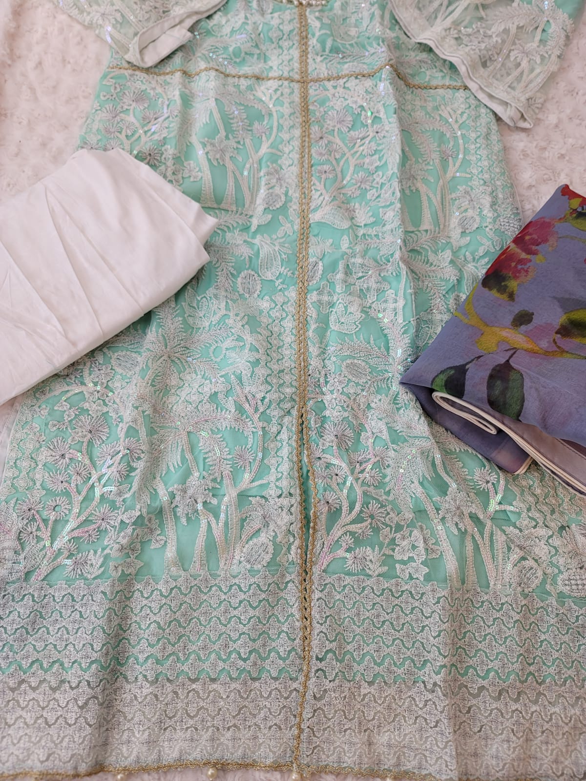 Pakistani Stitched Embroidery Lawn Suit Ready To Ship