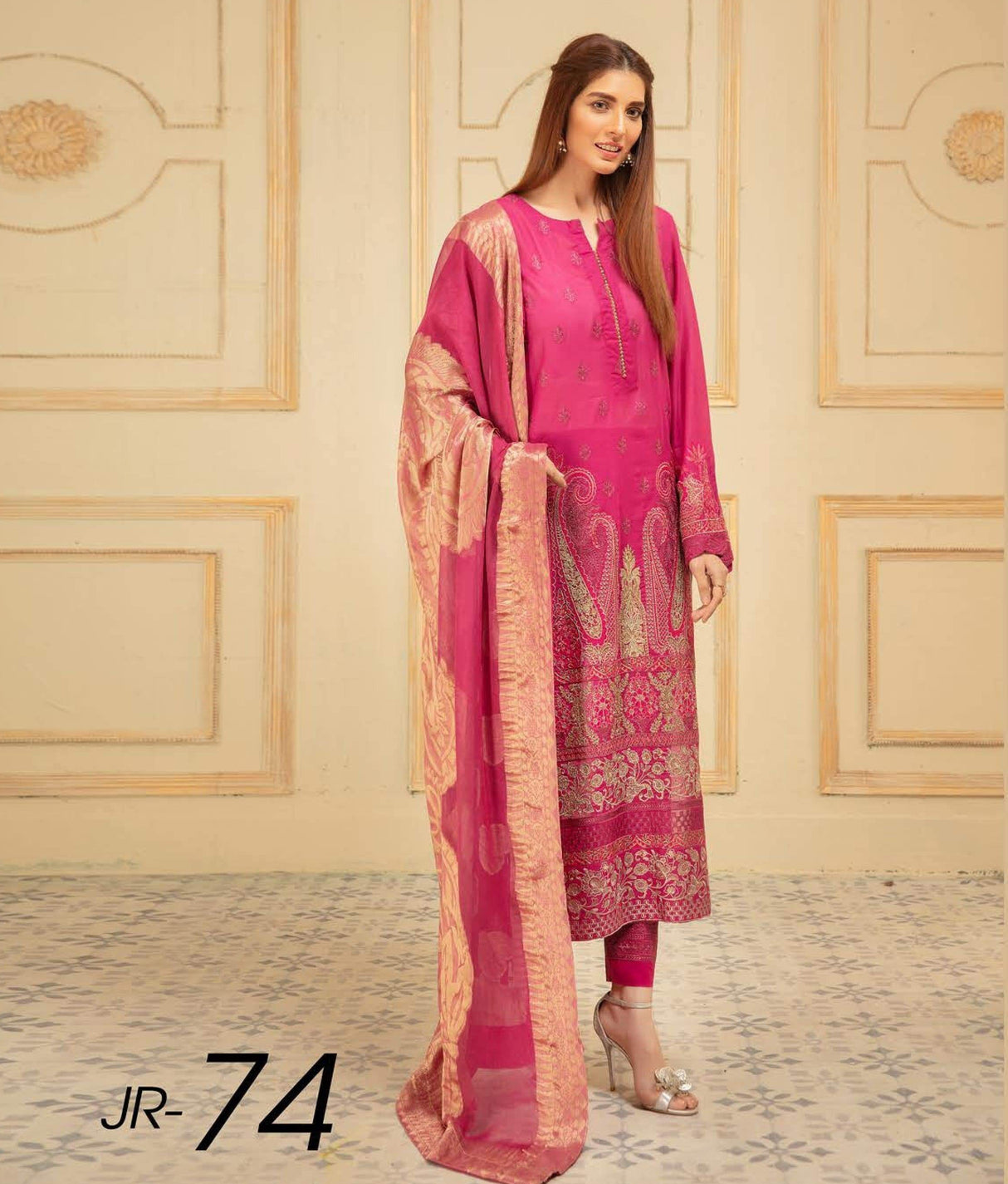 Johra Pinks Embroidered lawn Collection-100% Original Guaranteed