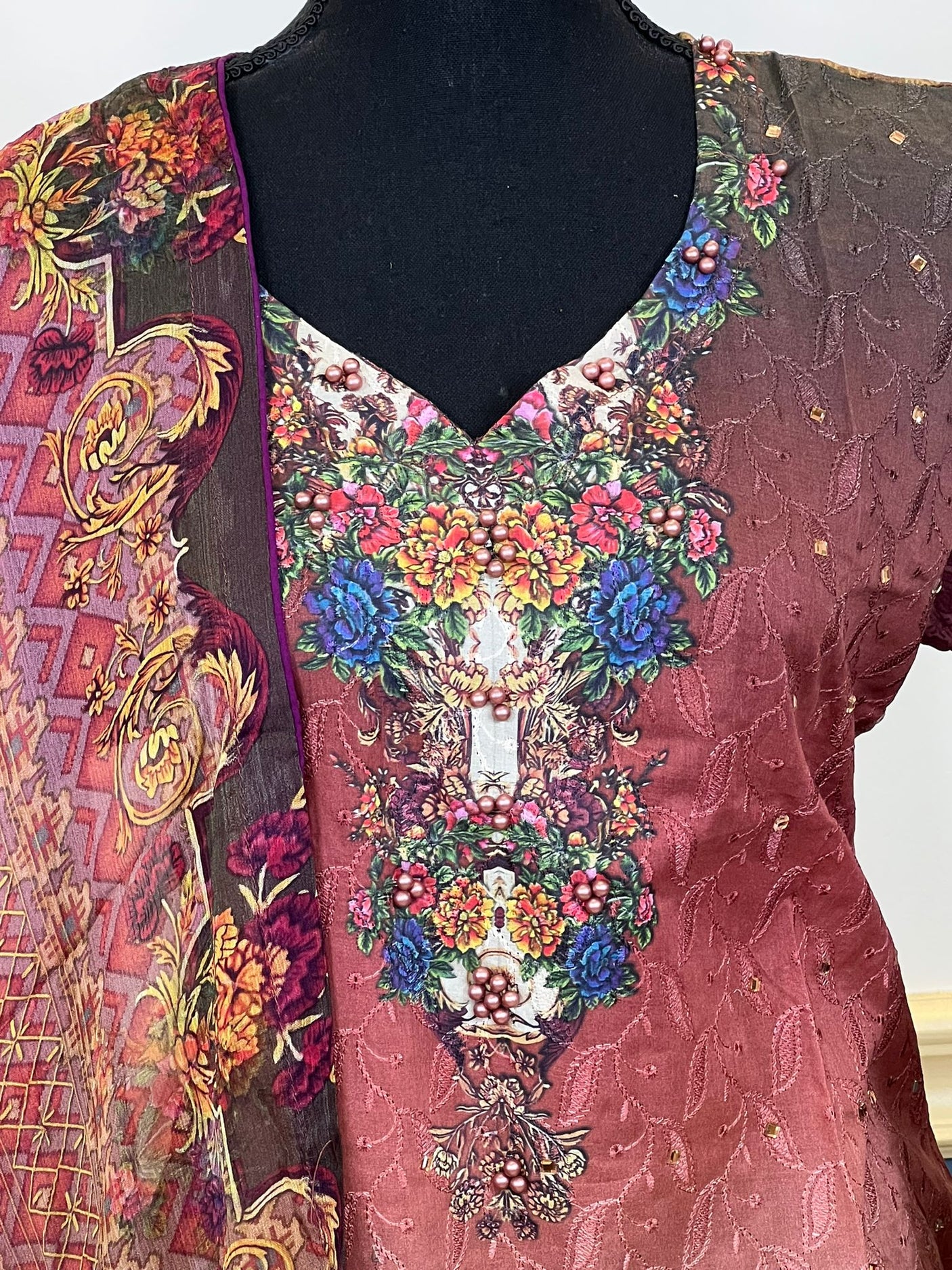 Pakistani Stitched lawn Embroidered Salwar kameez ready to ship