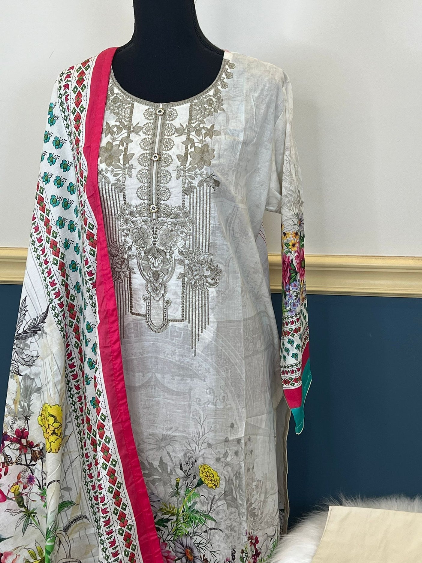 Pakistani Stitched Embroidery luxury lawn Dresses Ready To Ship