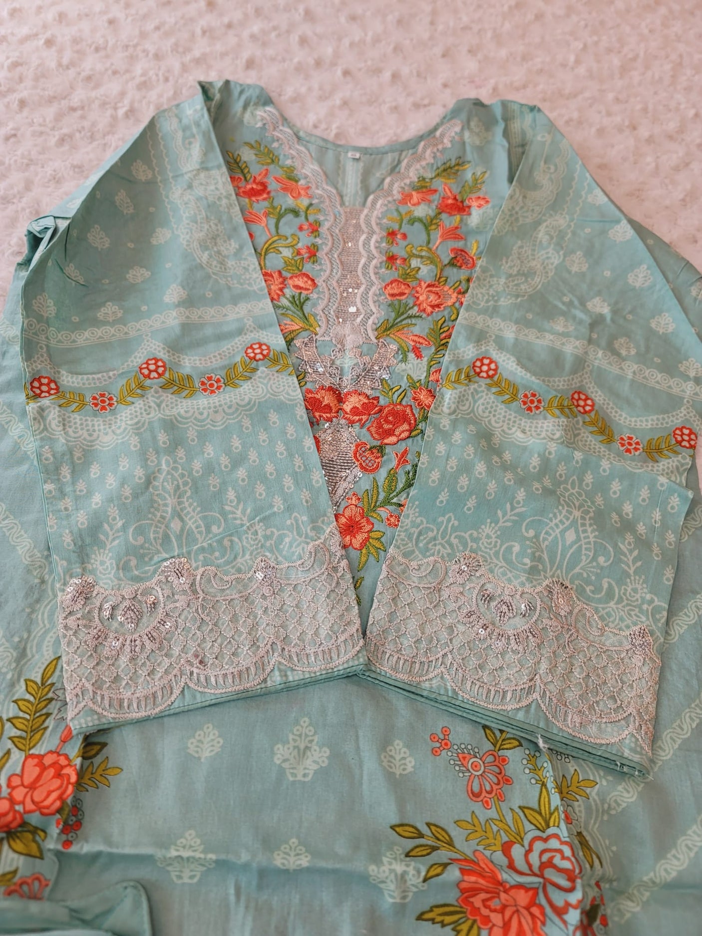 Pakistani Stitched lawn Embroidered Salwar kameez ready to ship