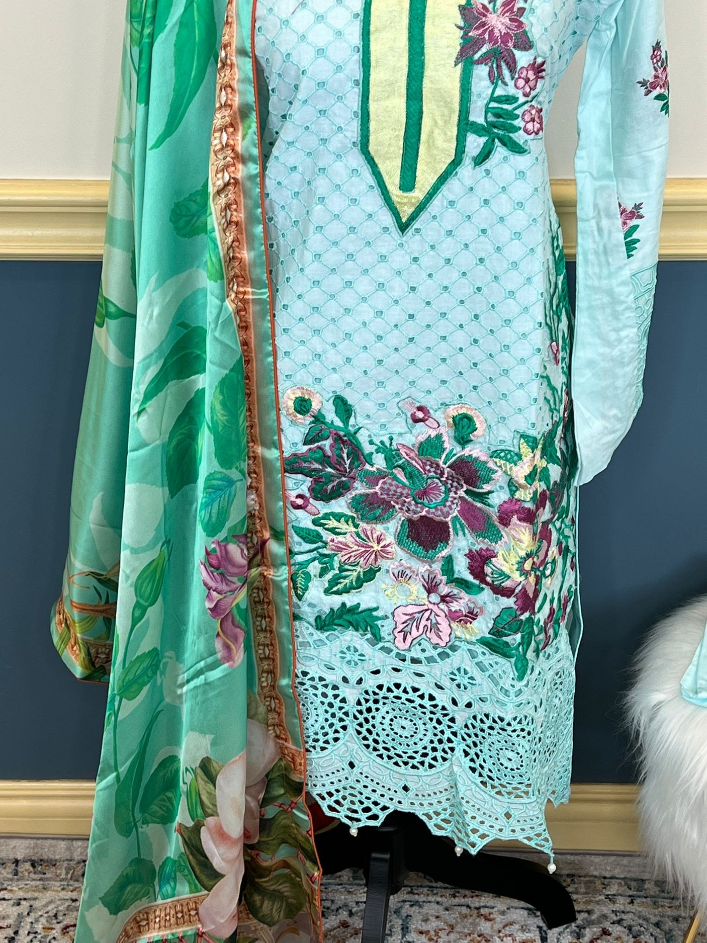 Pakistani Stitched Embroidery Lawn Suit Ready To Ship