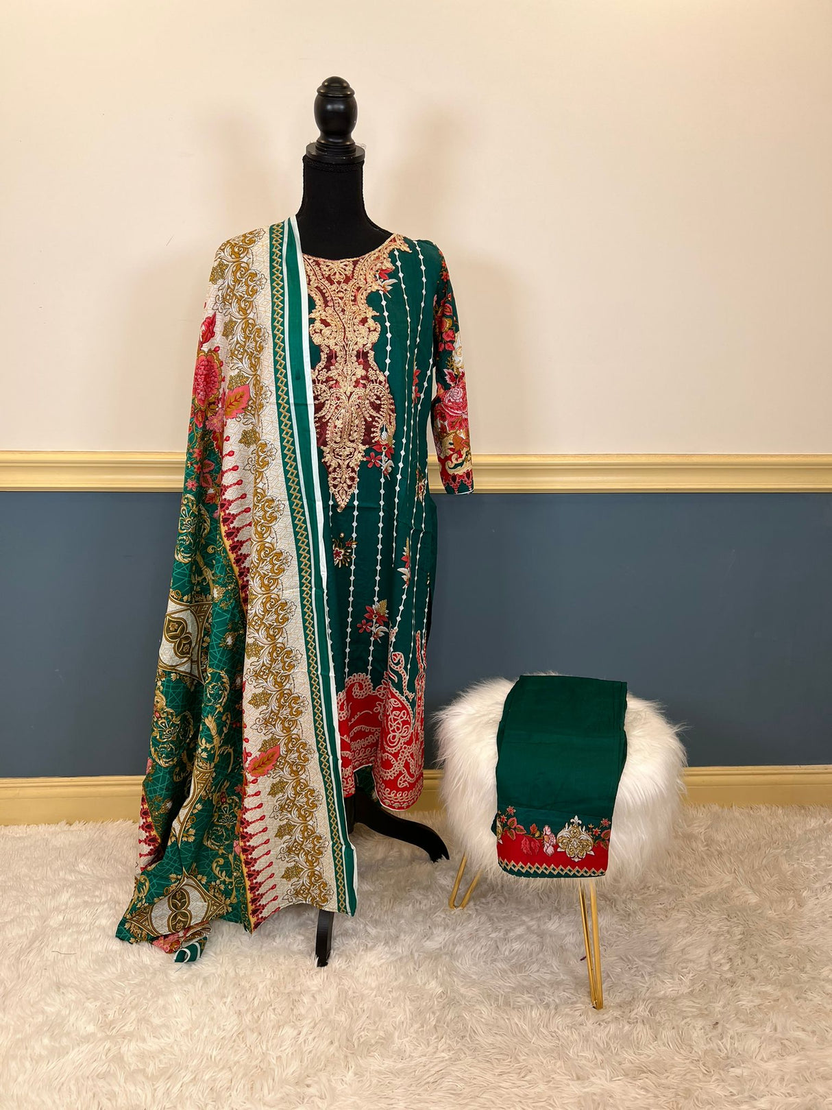 Indian Cotton Stitched Embroidery Suit Ready To Ship