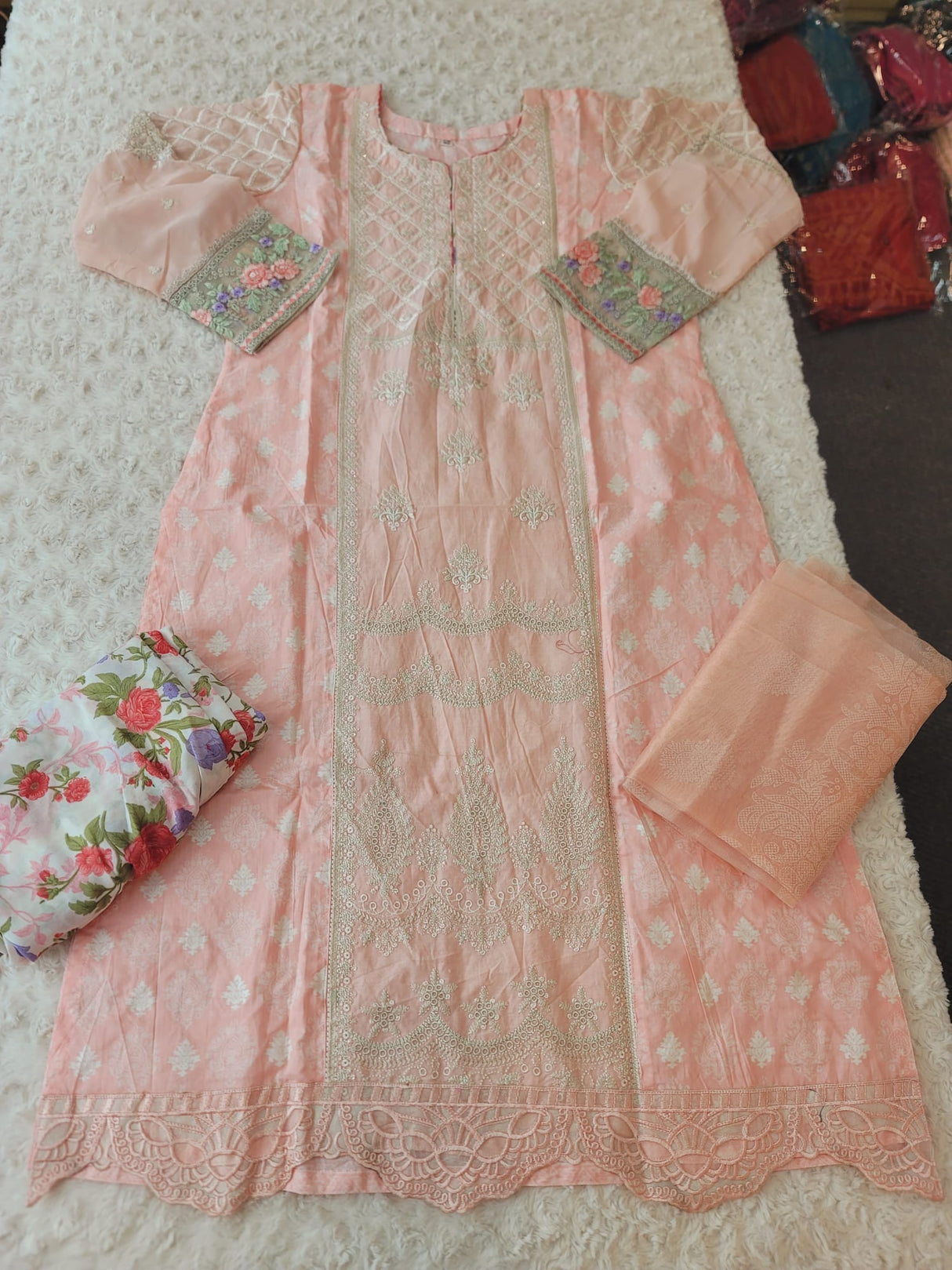 Indian Cotton Stitched Embroidery Suit Ready To Ship