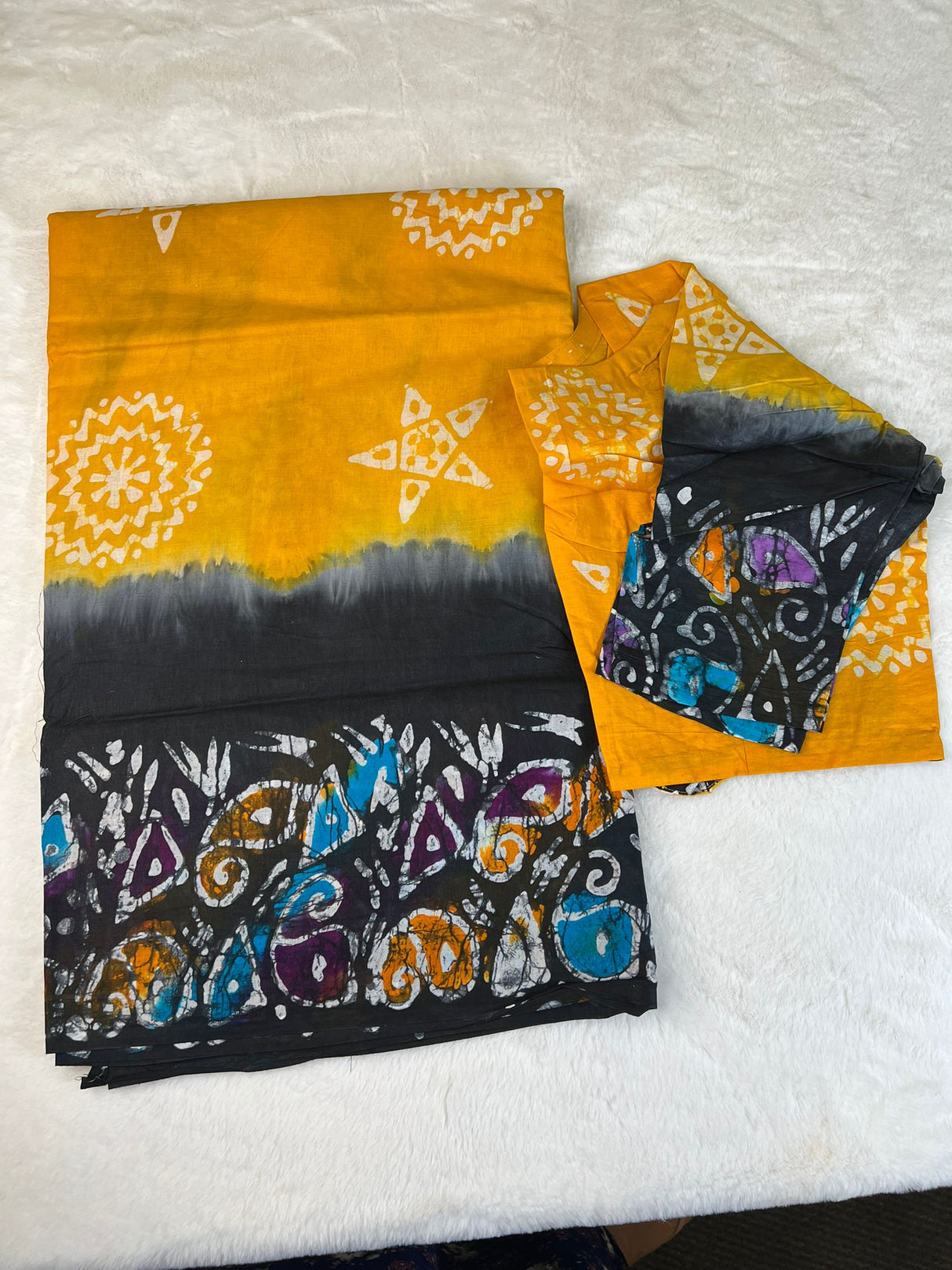 Cotton batik saree with stiched blouse