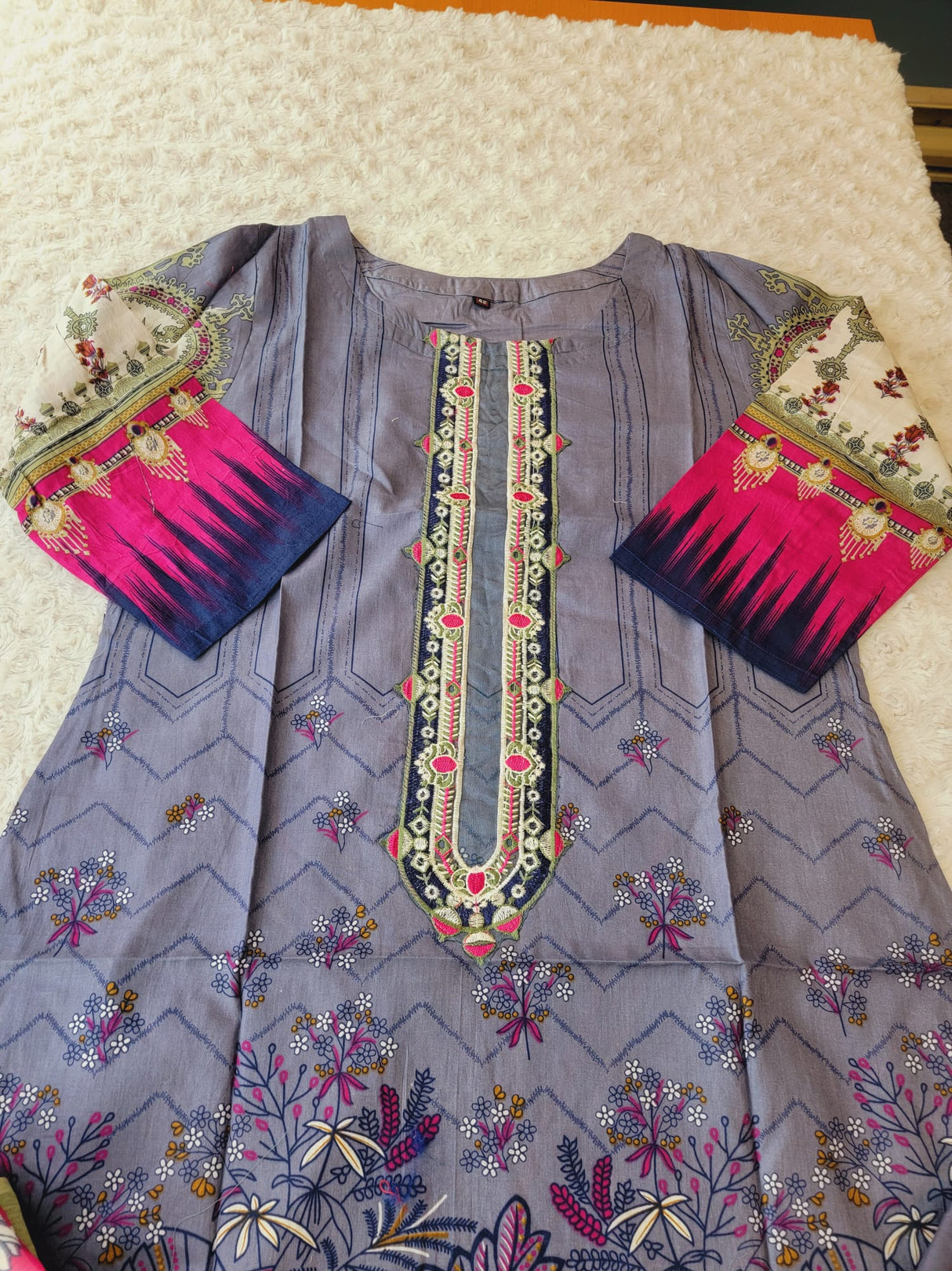 Indian Cotton Stitched Embroidery Suit Ready To Ship