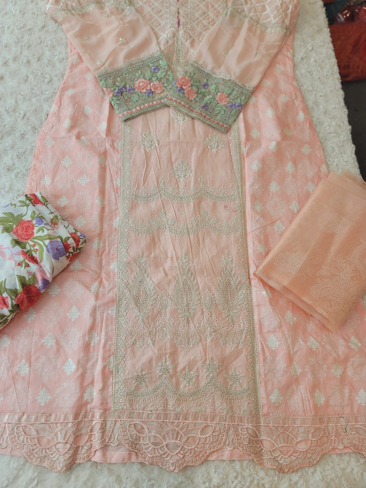 Indian Cotton Stitched Embroidery Suit Ready To Ship