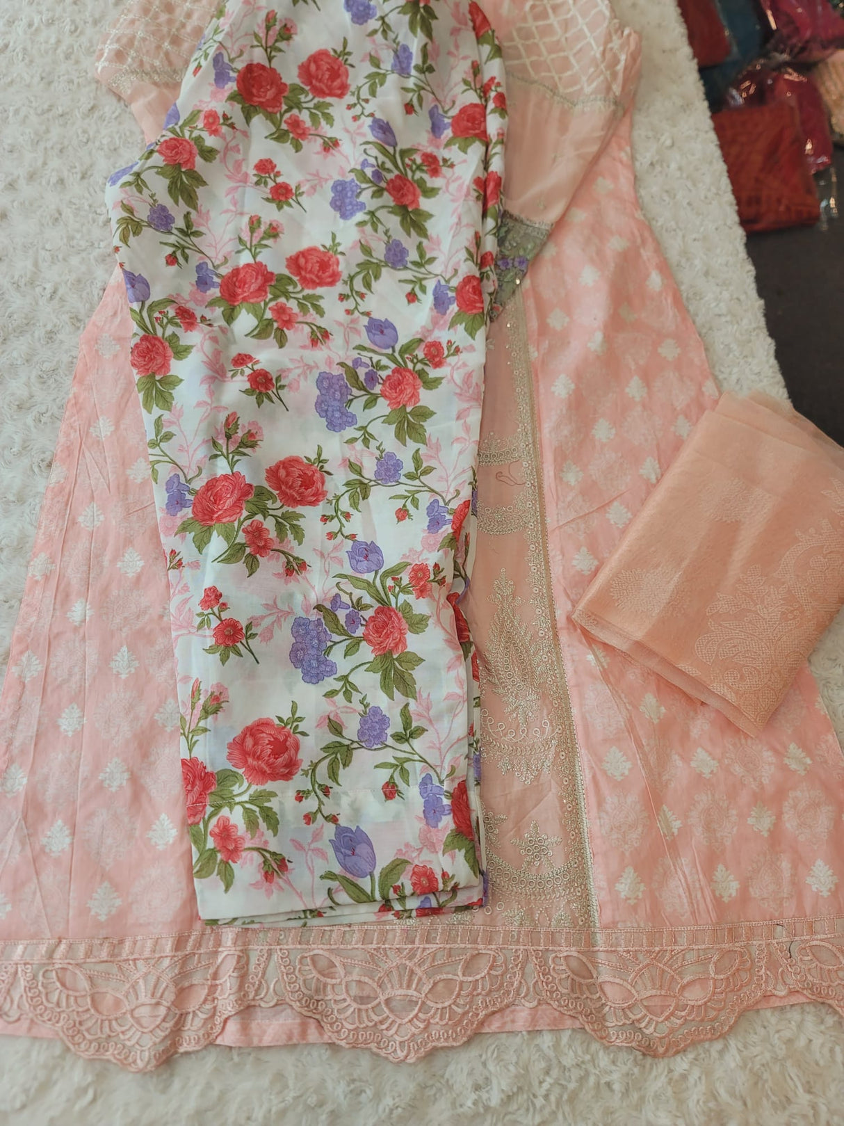 Indian Cotton Stitched Embroidery Suit Ready To Ship