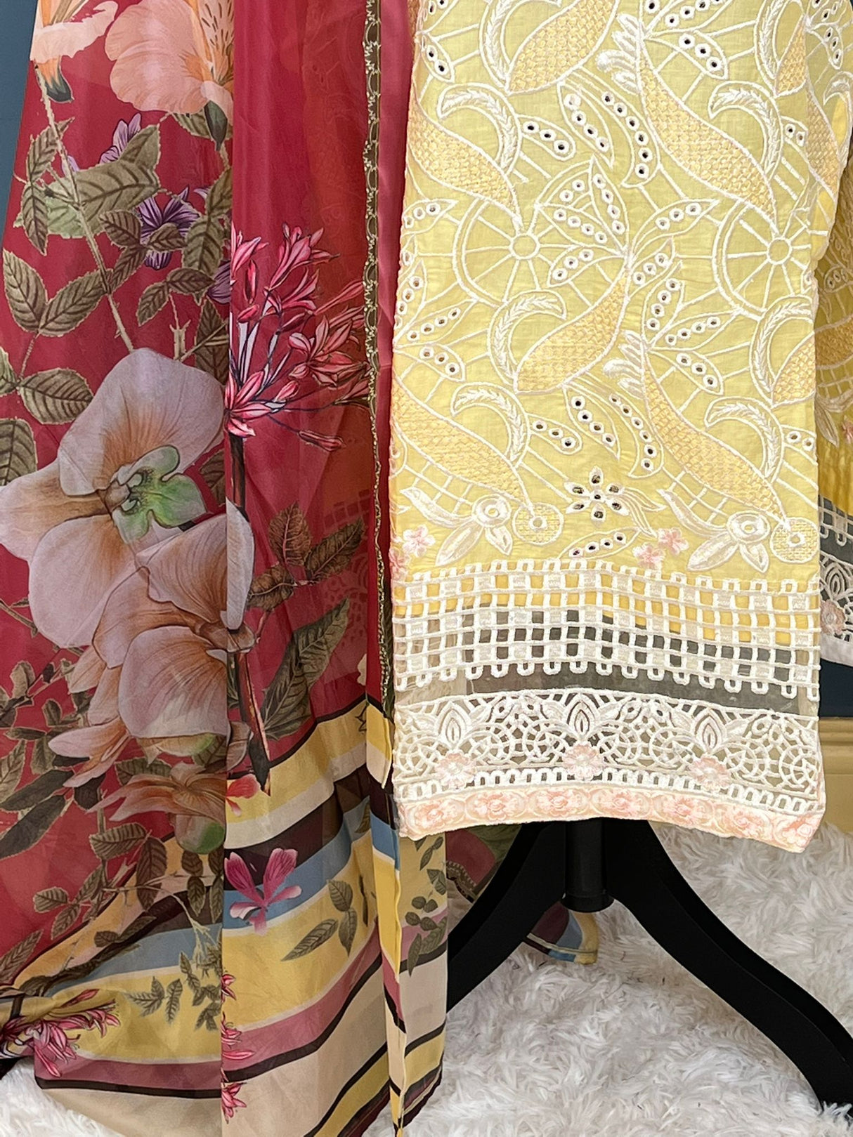 Luxury lawn with Silk dupatta- Ready To Ship
