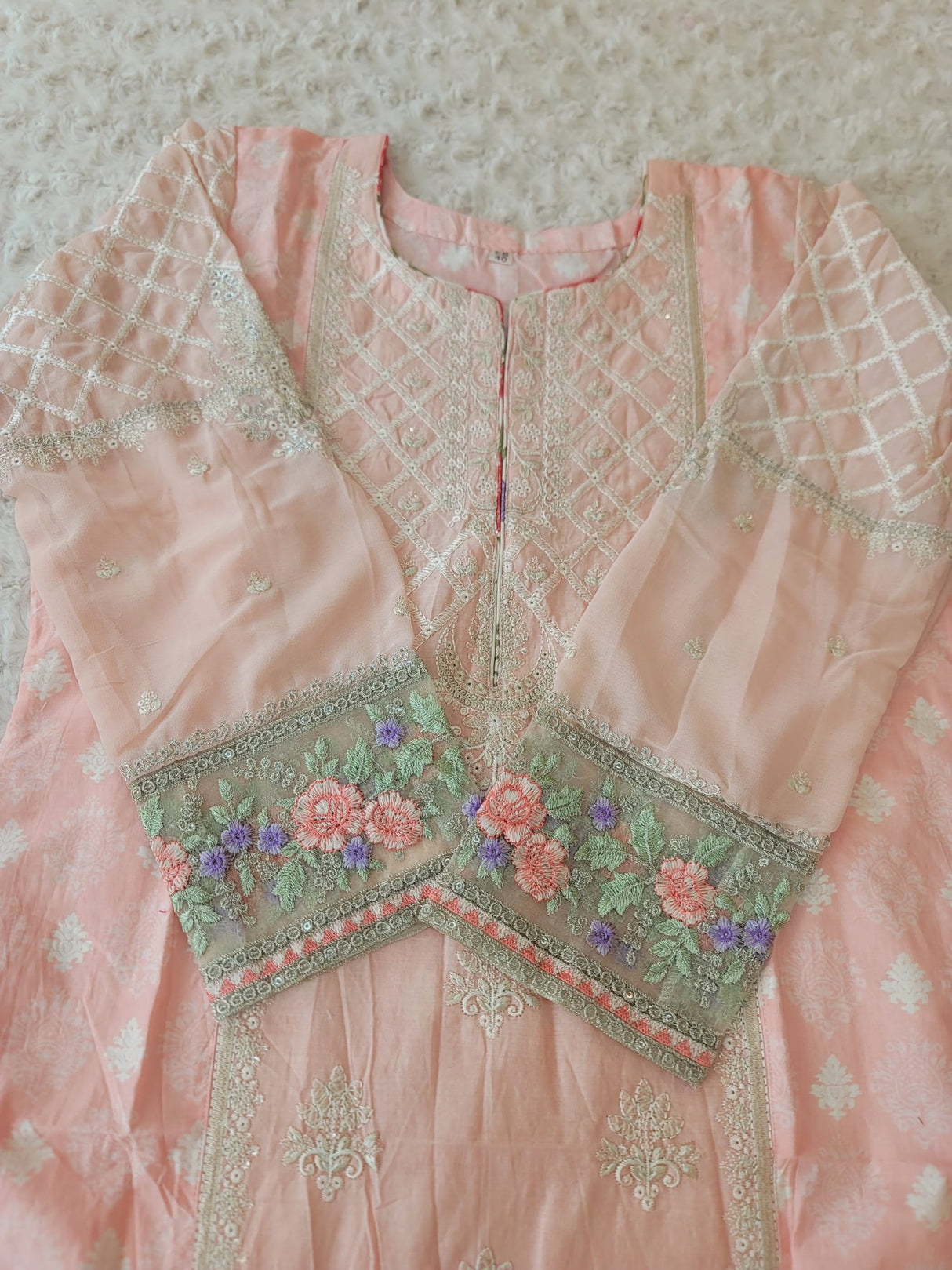 Indian Cotton Stitched Embroidery Suit Ready To Ship